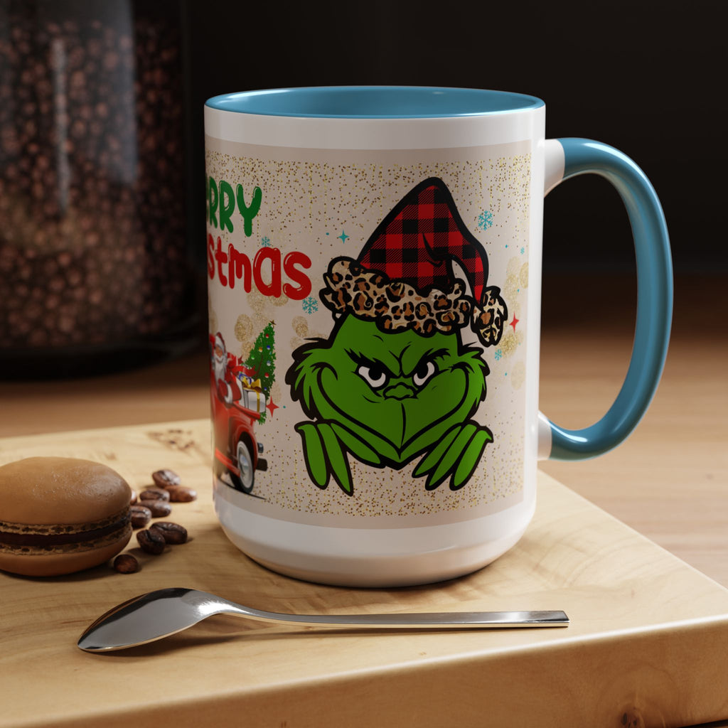 Merry Christmas Grinch Coffee Mug — Festive Santa Truck Holiday Mug
