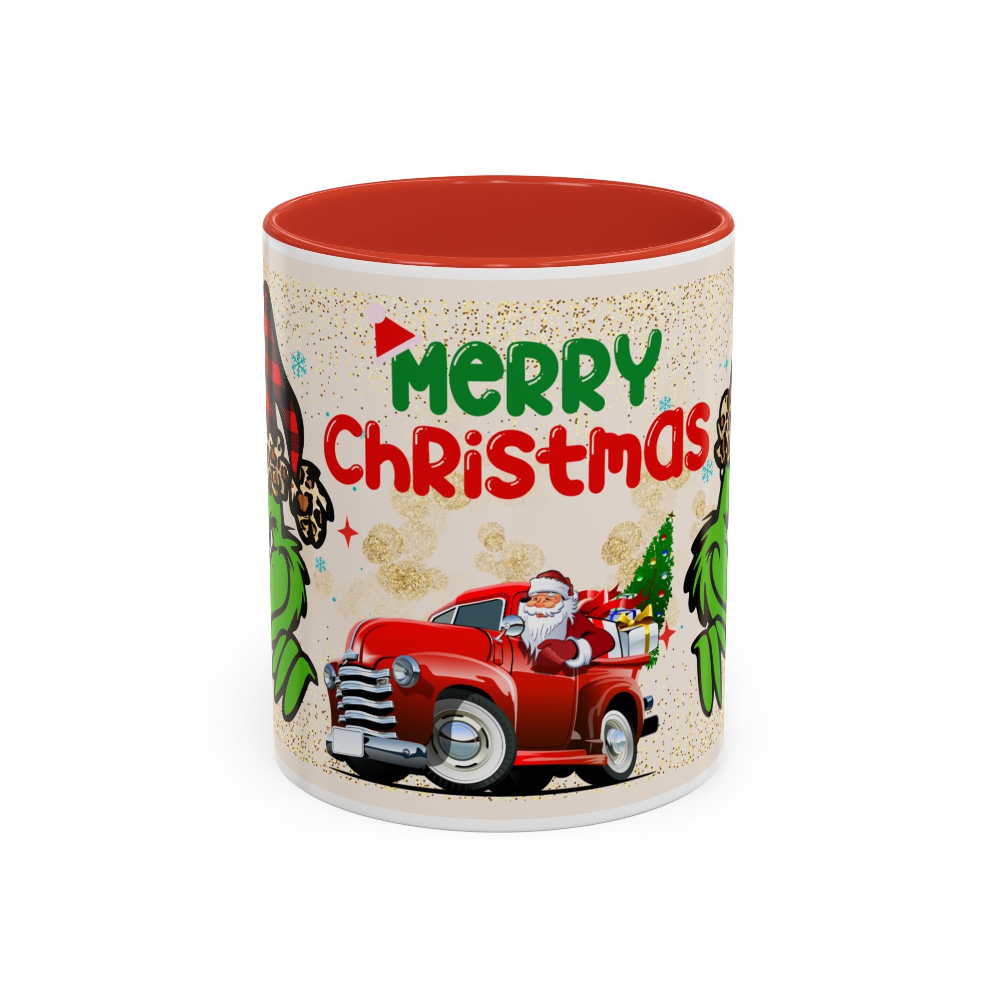 Merry Christmas Grinch Coffee Mug — Festive Santa Truck Holiday Mug