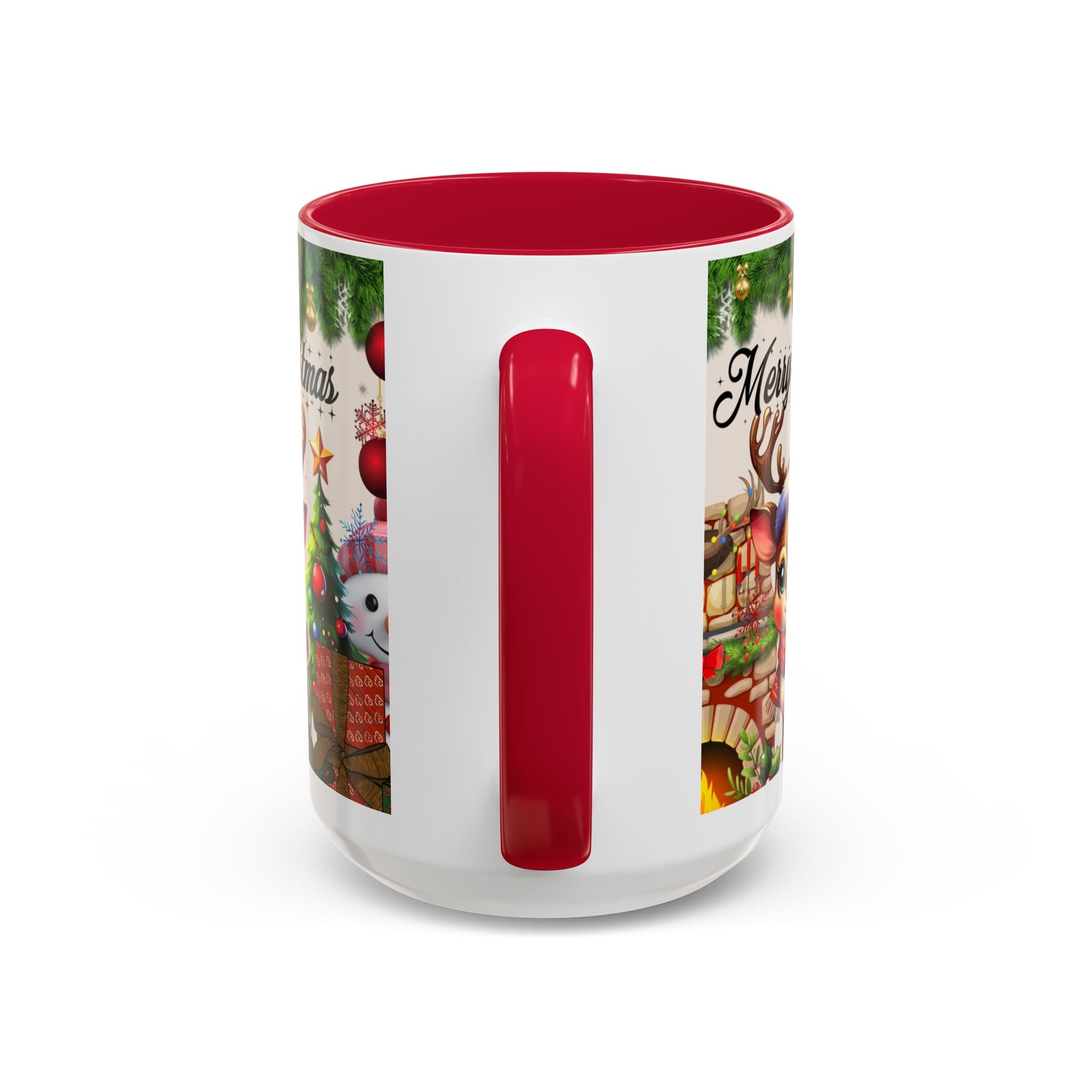 Christmas Reindeer & Snowman Mug  — Merry Christmas Holiday Coffee Cup