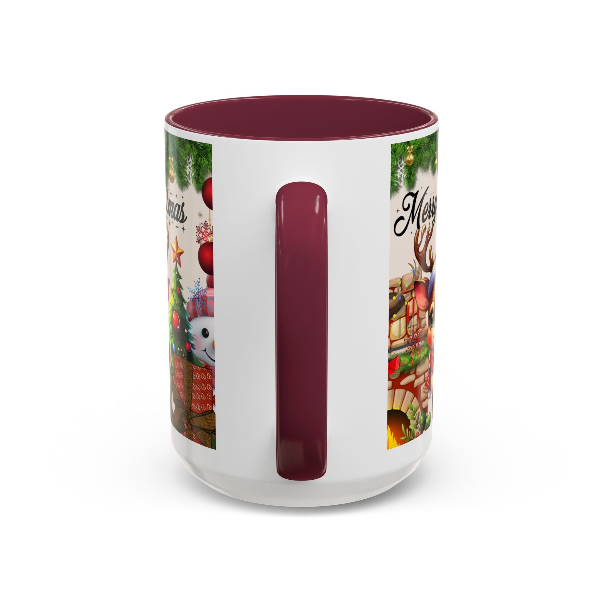 Christmas Reindeer & Snowman Mug  — Merry Christmas Holiday Coffee Cup