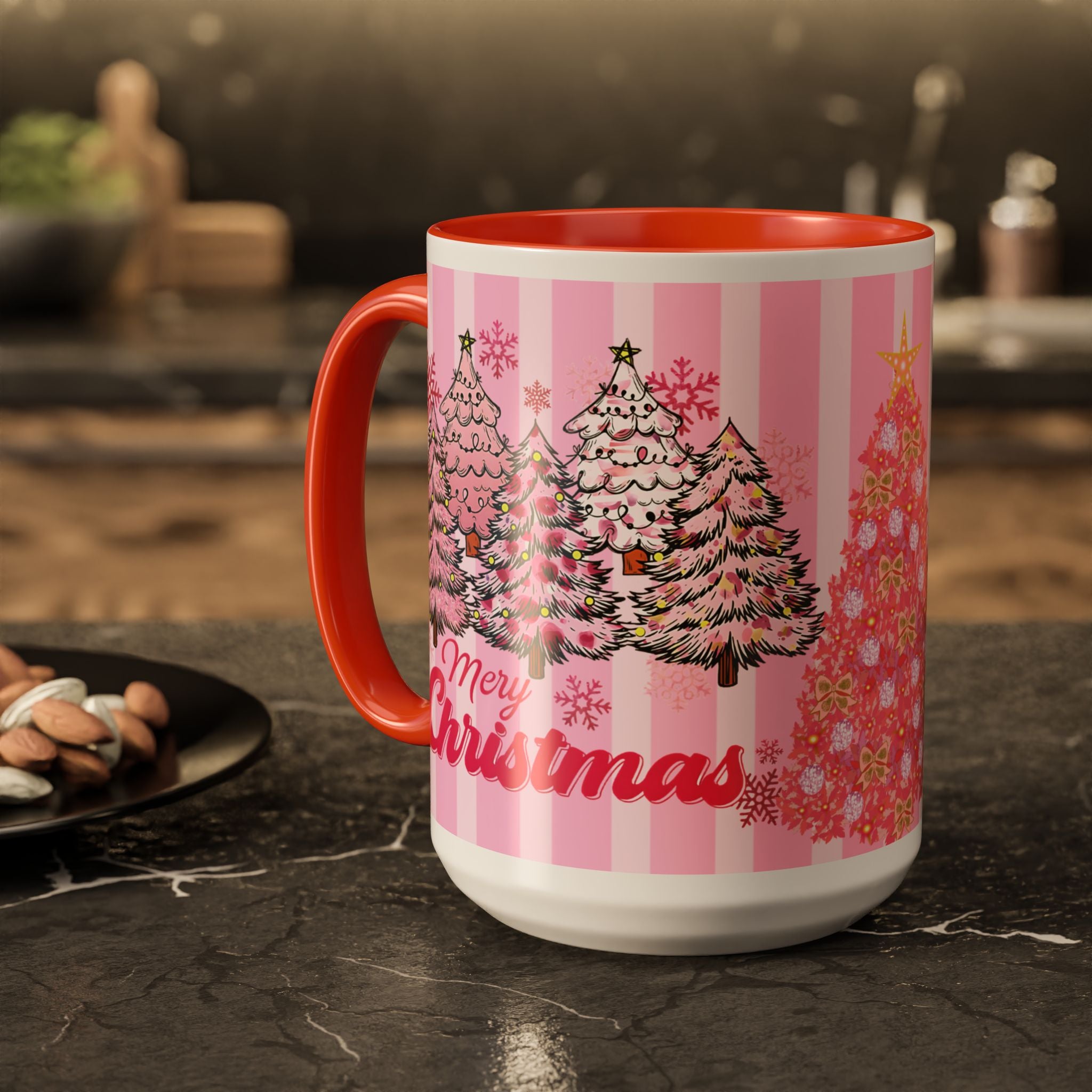 Pink Christmas Mug — 'Merry Christmas' Holiday Coffee Cup