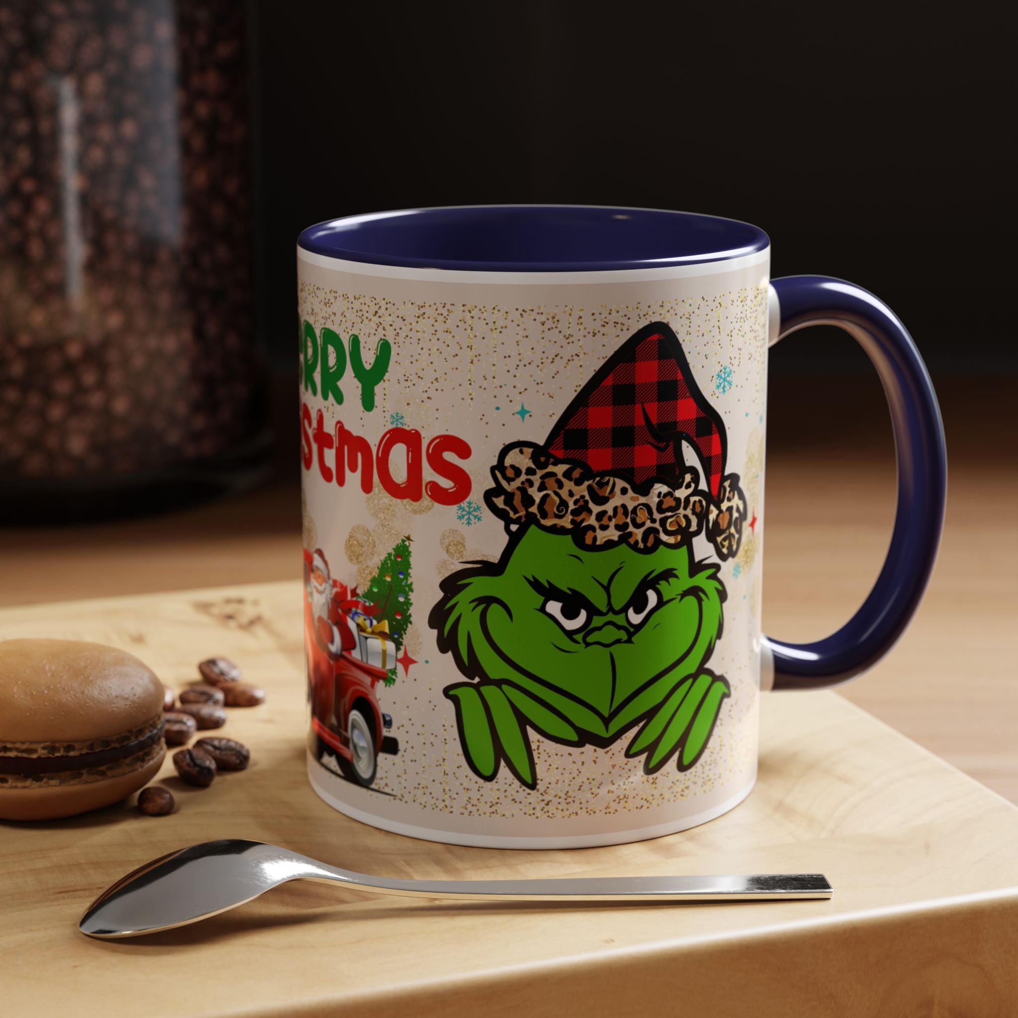 Merry Christmas Grinch Coffee Mug — Festive Santa Truck Holiday Mug