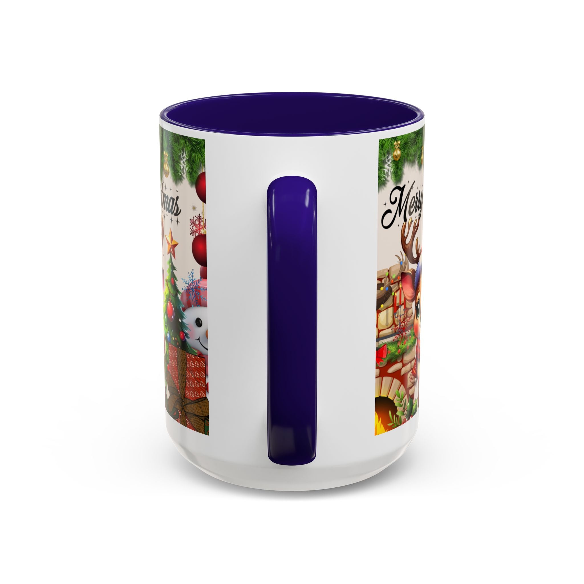 Christmas Reindeer & Snowman Mug  — Merry Christmas Holiday Coffee Cup