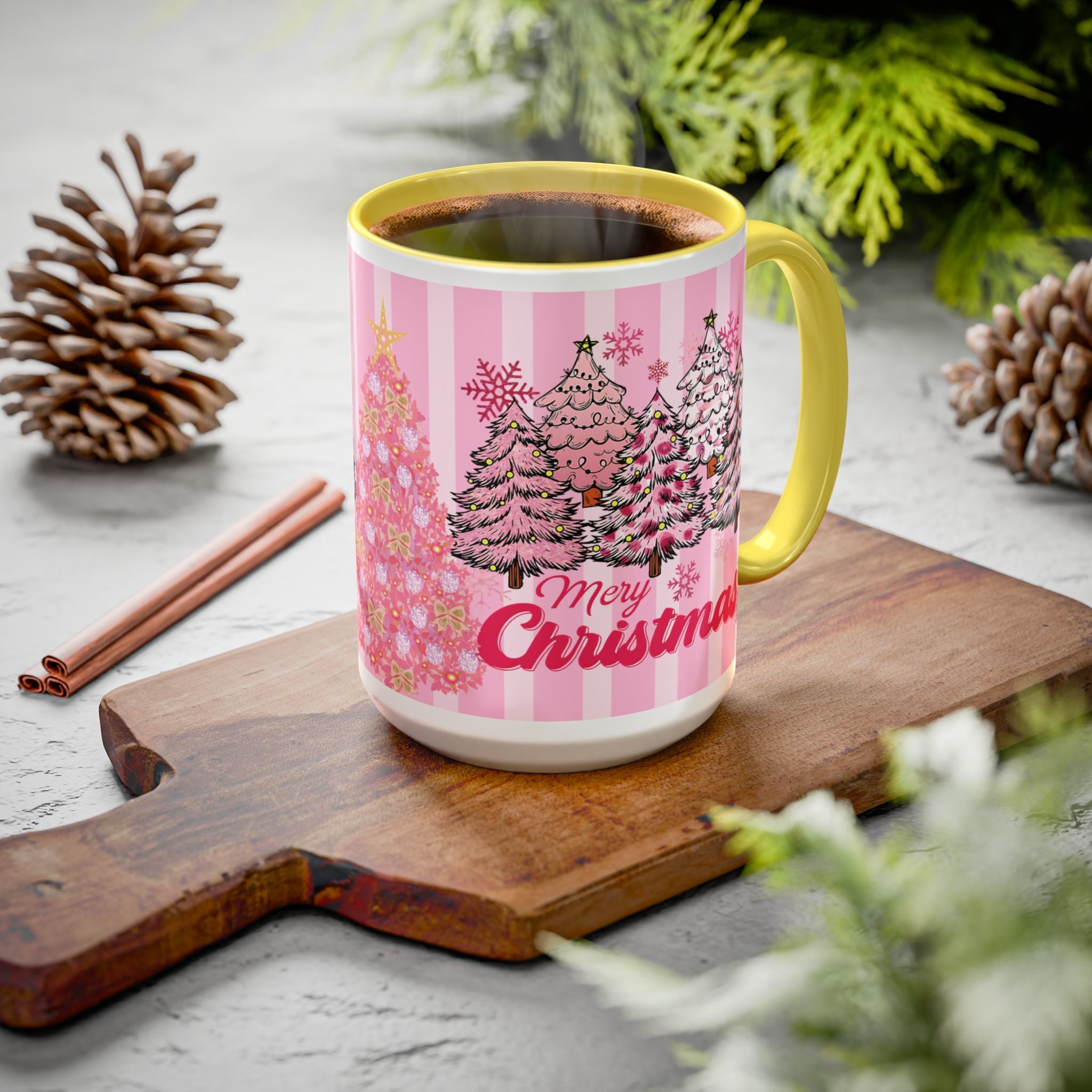 Pink Christmas Mug — 'Merry Christmas' Holiday Coffee Cup