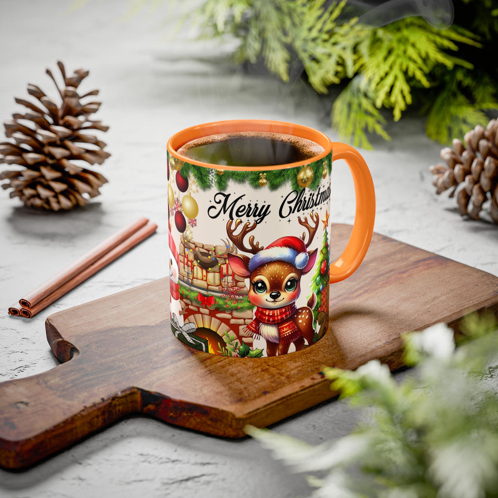 Christmas Reindeer & Snowman Mug  — Merry Christmas Holiday Coffee Cup