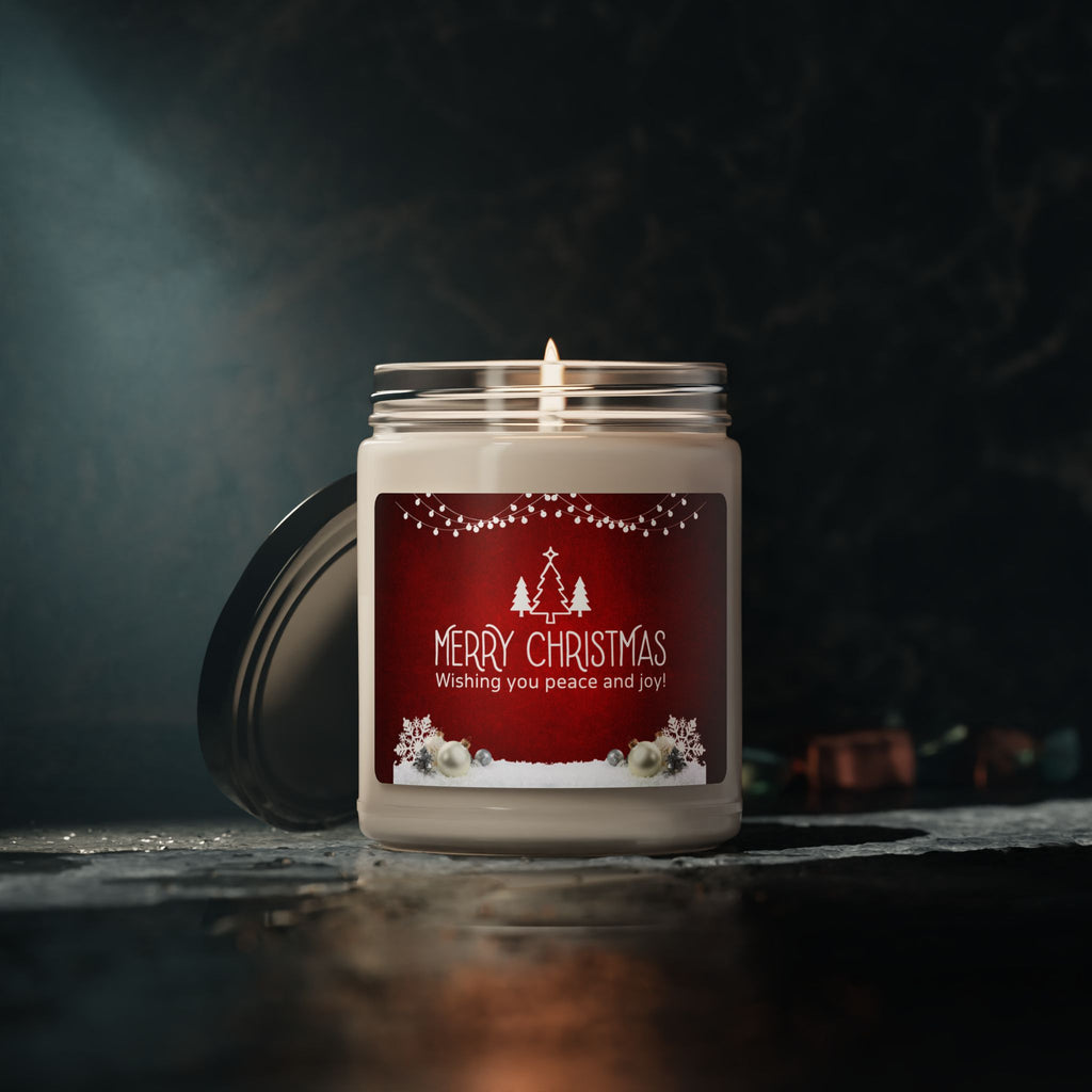 Christmas Soy Candle — 'Merry Christmas, Wishing You Peace and Joy' 9oz Scented Jar