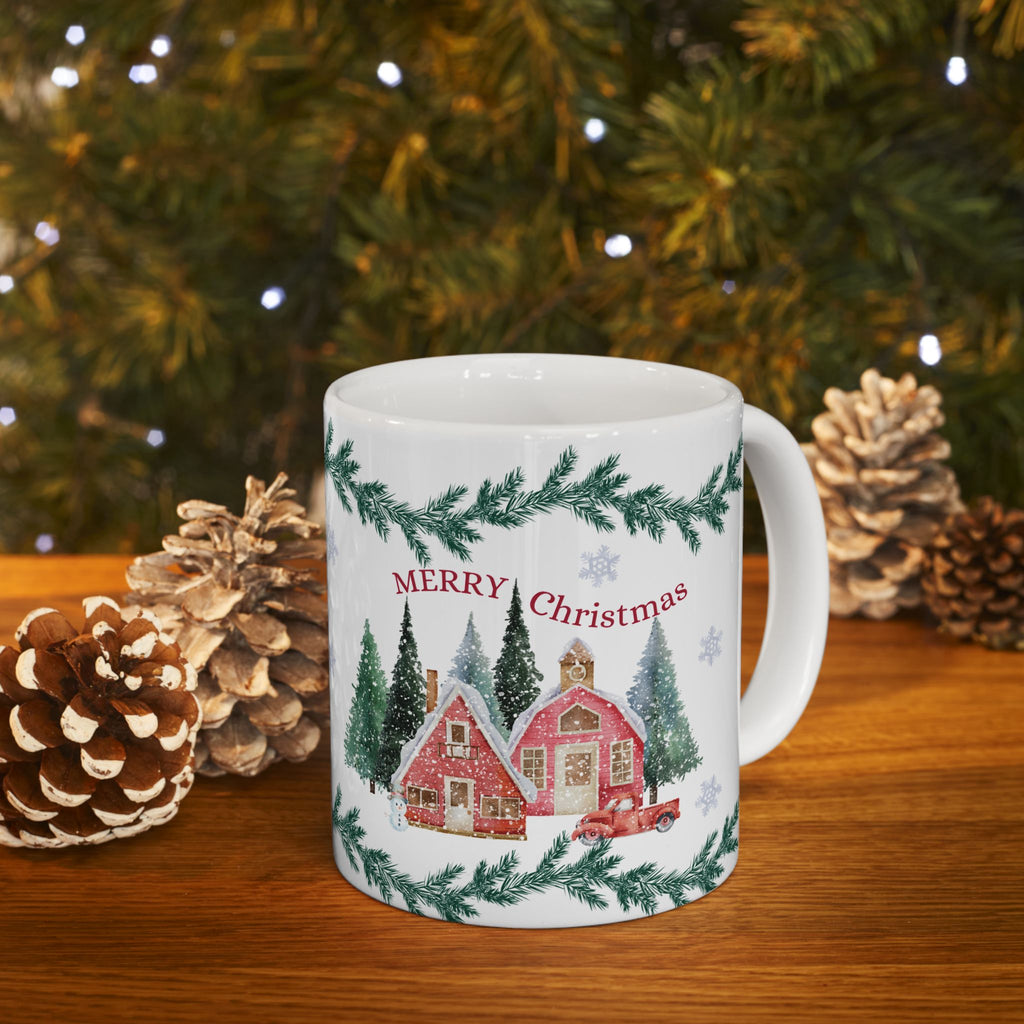 Christmas Village Ceramic Mug – 'Merry Christmas' Holiday Coffee Cup (11oz & 15oz) Ceremic Mug