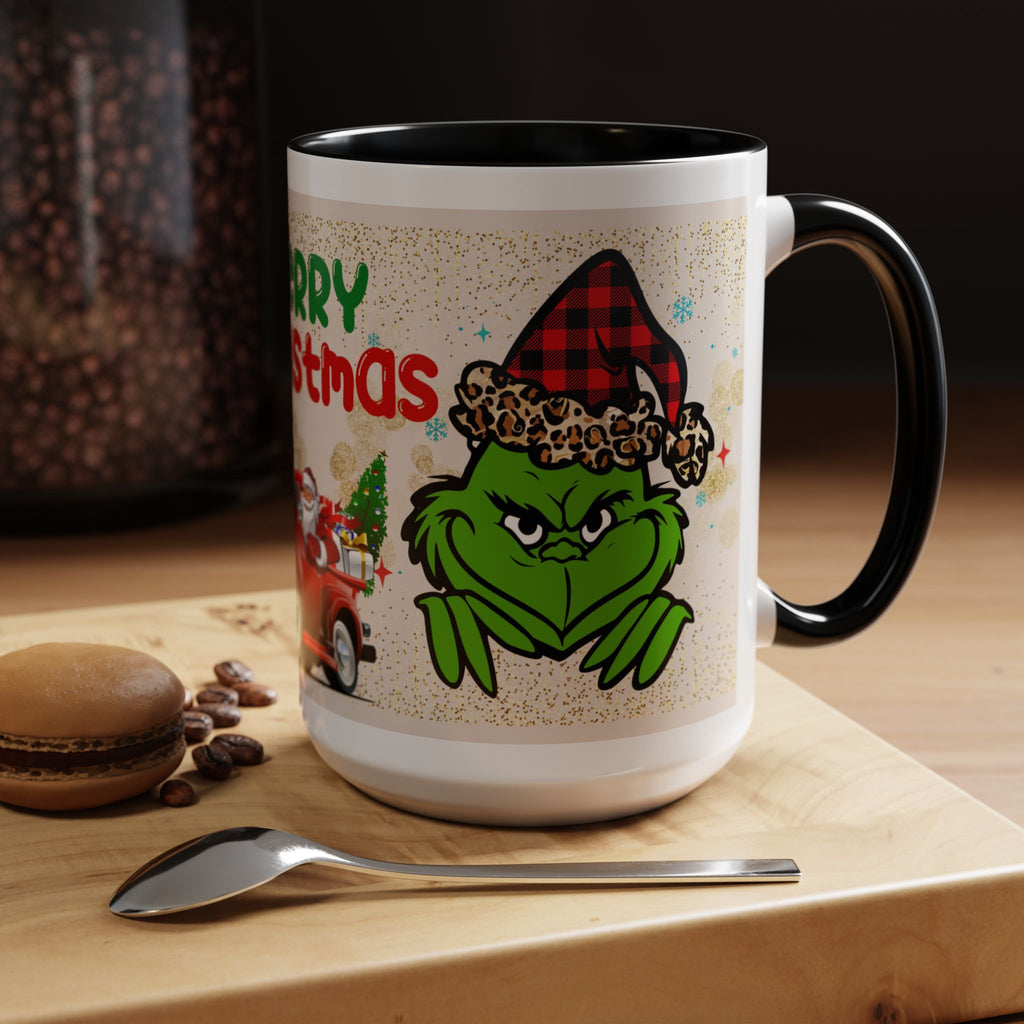 Merry Christmas Grinch Coffee Mug — Festive Santa Truck Holiday Mug