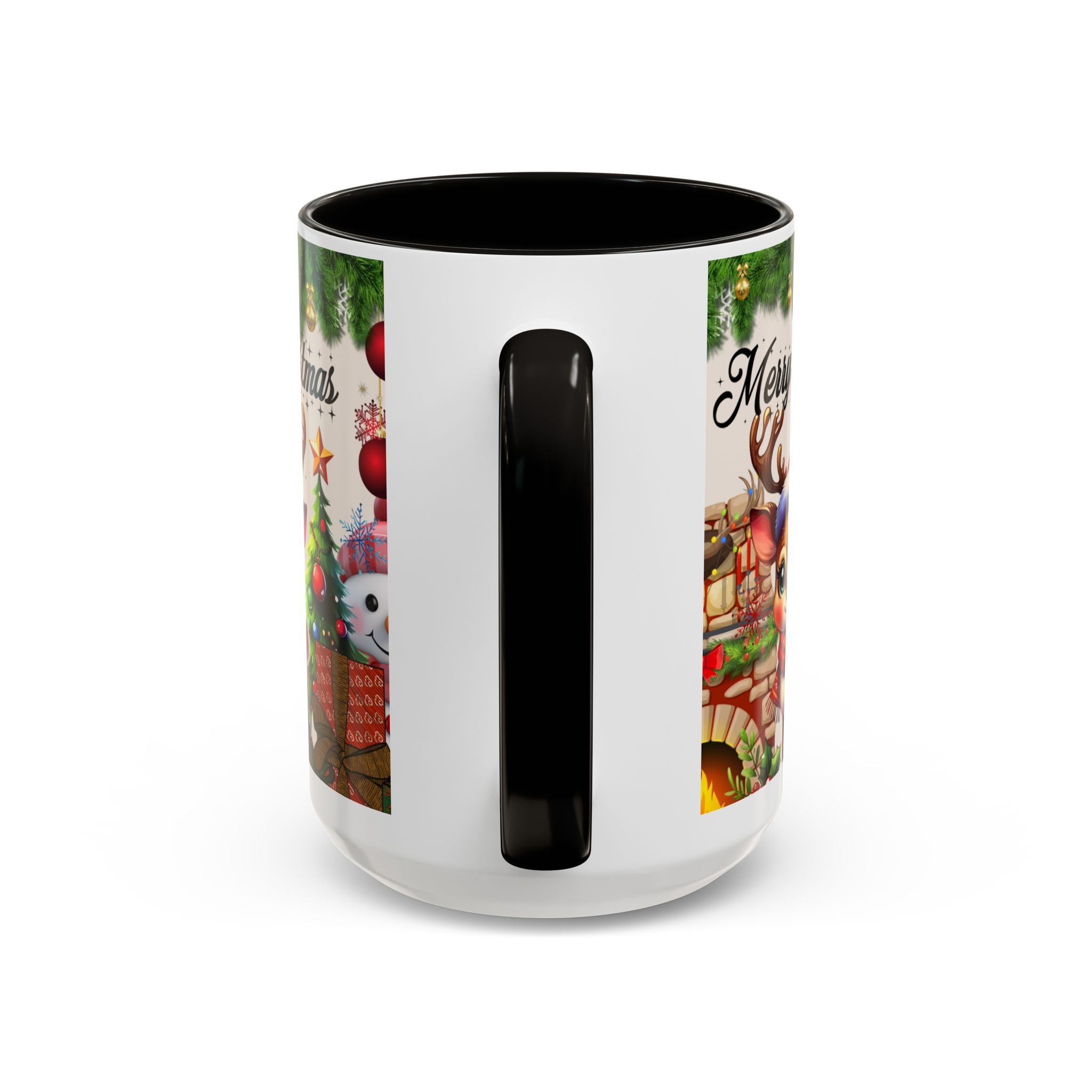 Christmas Reindeer & Snowman Mug  — Merry Christmas Holiday Coffee Cup