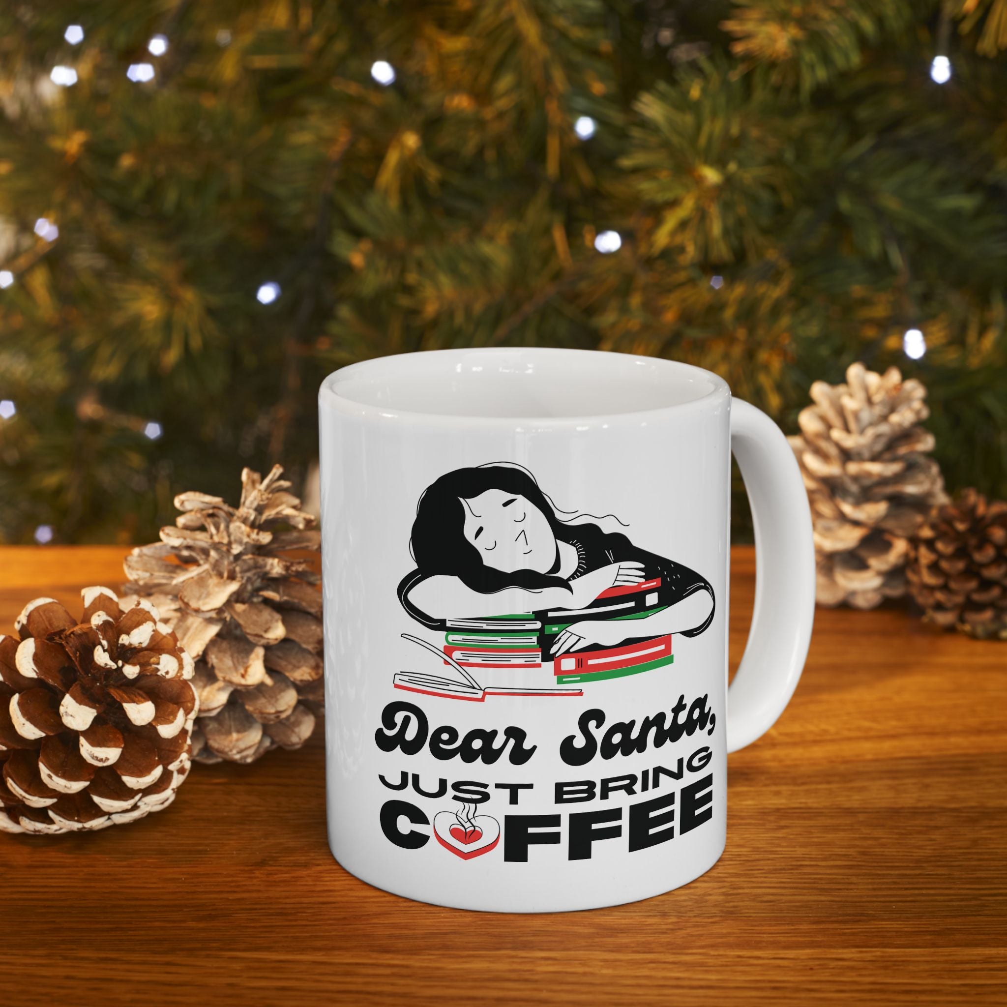 Dear Santa Just Bring Coffee | Aesthetic Holiday Coffee Mug | Cozy Winter Decor