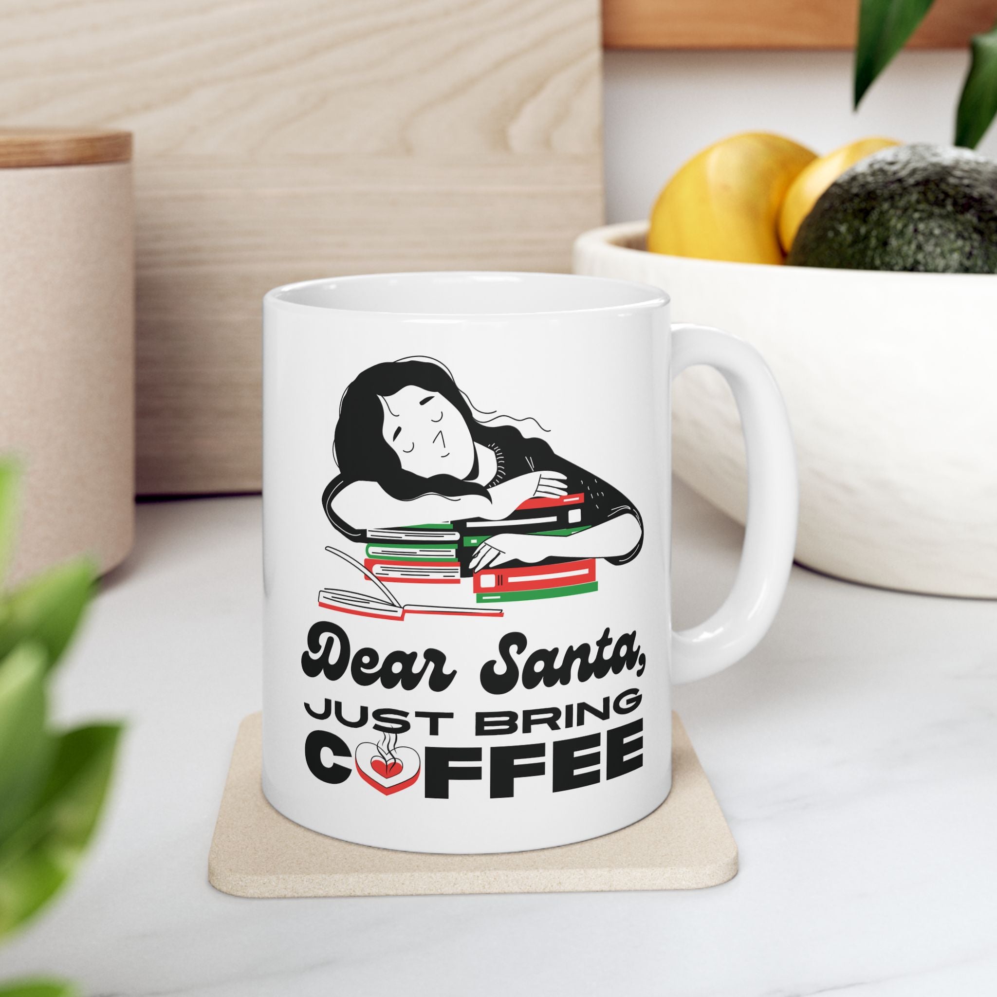 Dear Santa Just Bring Coffee | Aesthetic Holiday Coffee Mug | Cozy Winter Decor