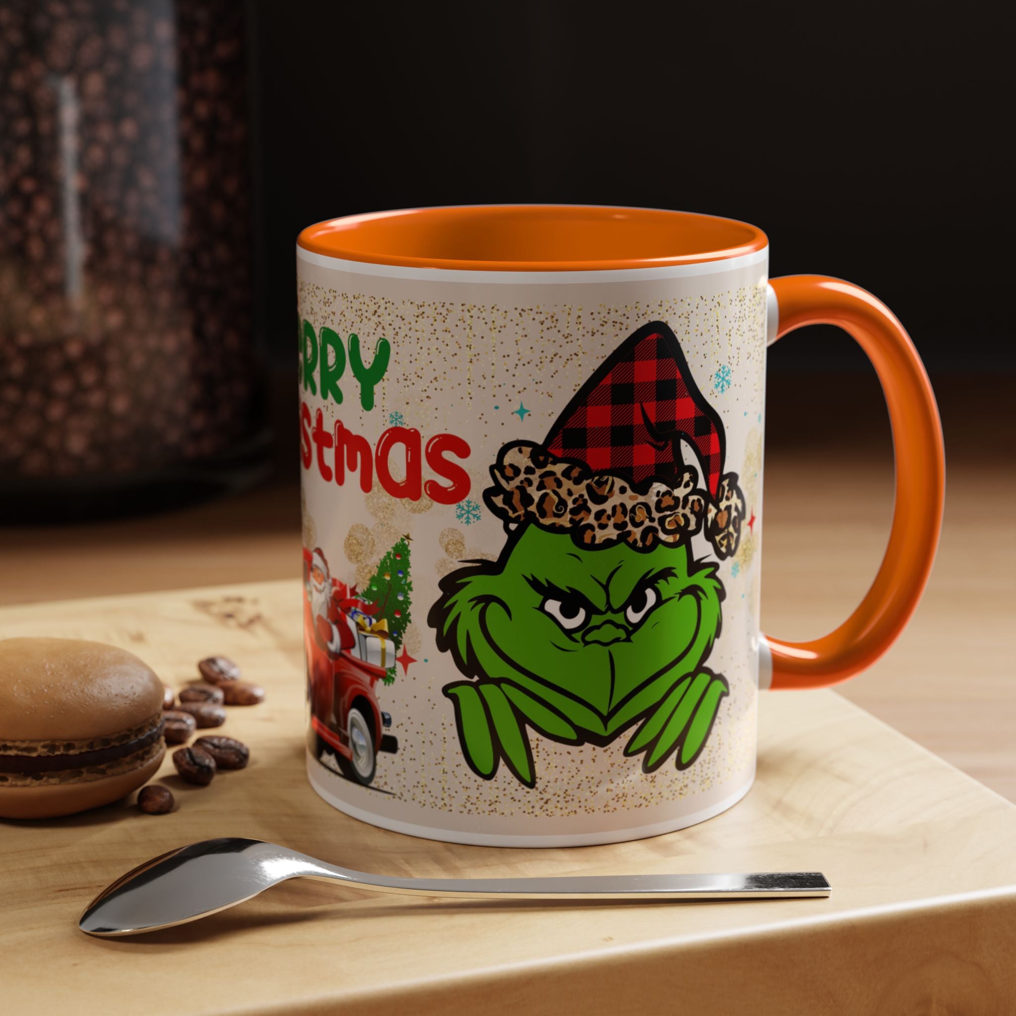 Merry Christmas Grinch Coffee Mug — Festive Santa Truck Holiday Mug