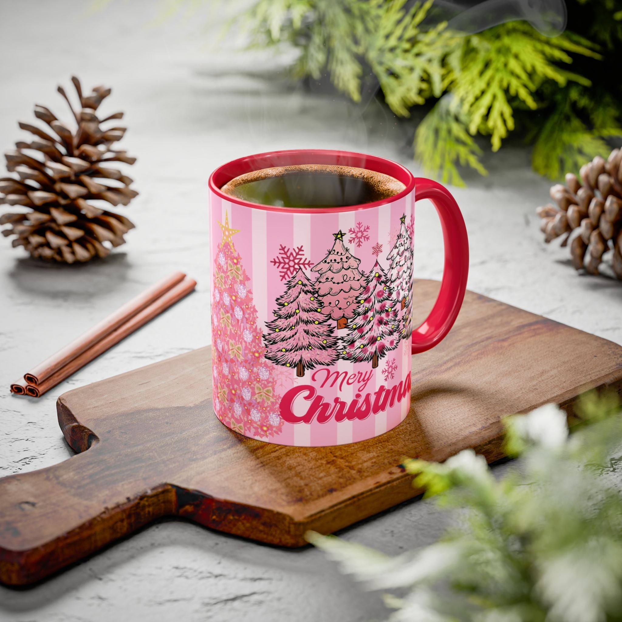 Pink Christmas Mug — 'Merry Christmas' Holiday Coffee Cup