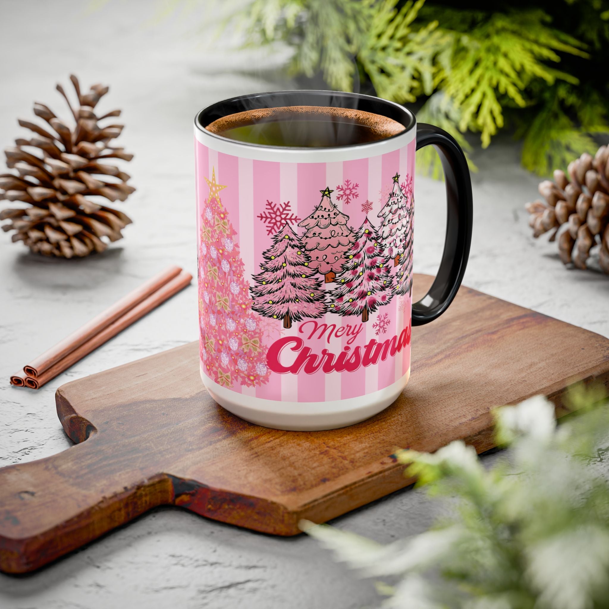 Pink Christmas Mug — 'Merry Christmas' Holiday Coffee Cup