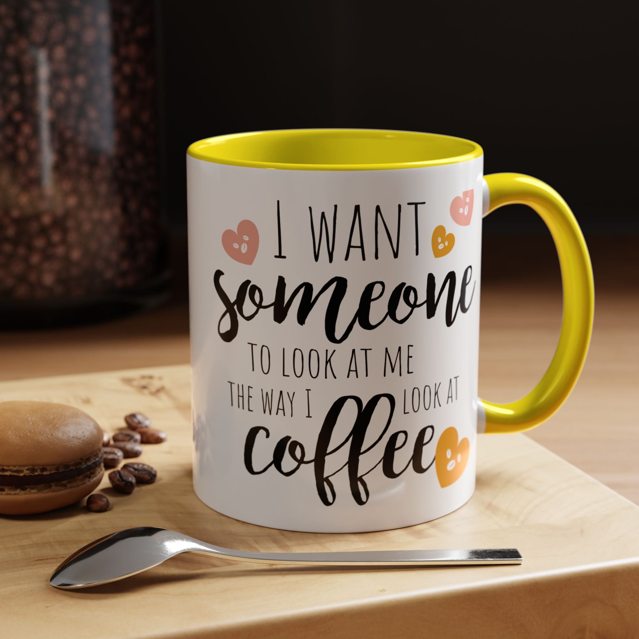 Funny Coffee Lover Gift | "Look at Me the Way I Look at Coffee" Accent Mug