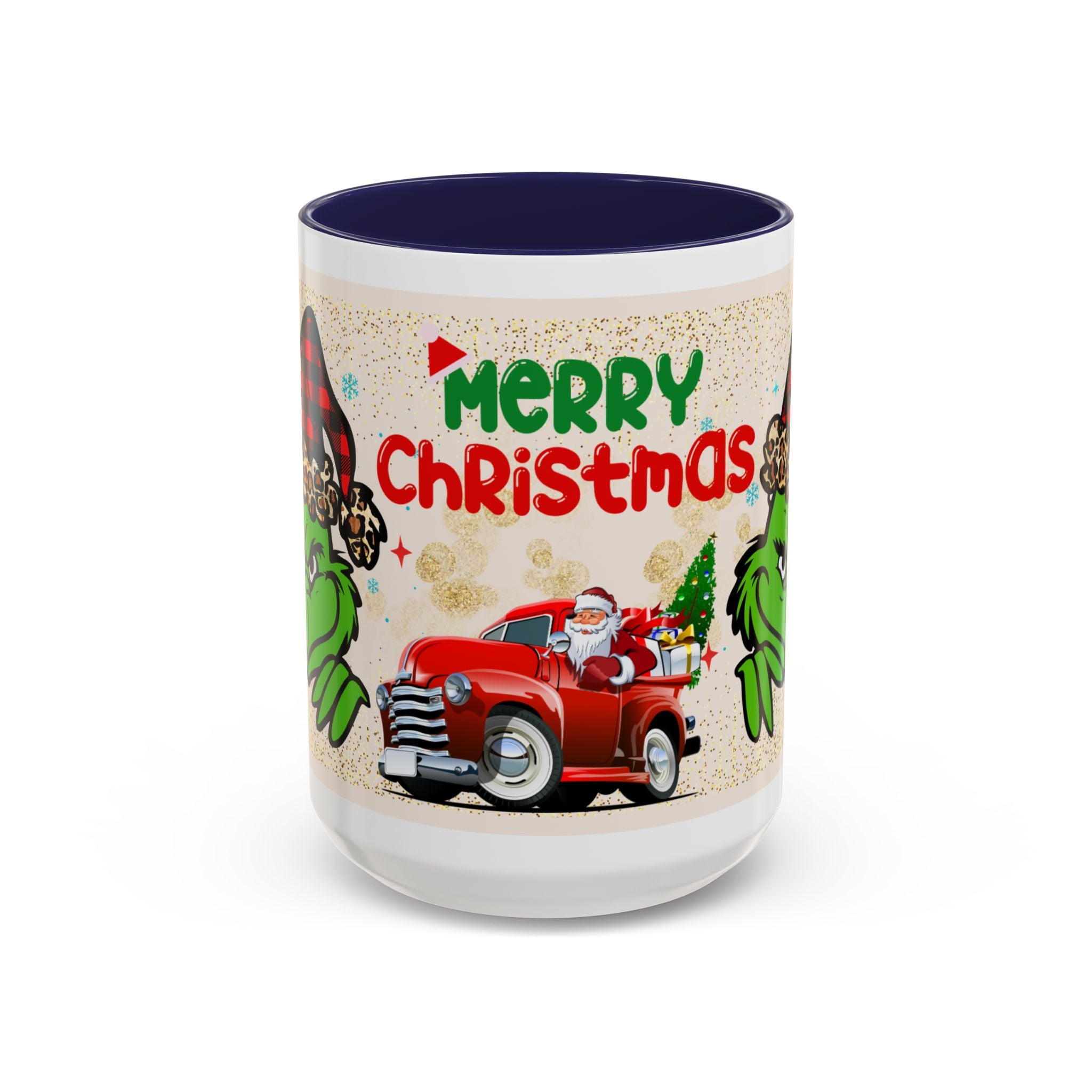 Merry Christmas Grinch Coffee Mug — Festive Santa Truck Holiday Mug