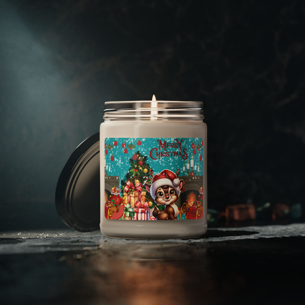 Christmas Scented Soy Candle 9oz — Merry Christmas Cute Bear Holiday Jar Candle