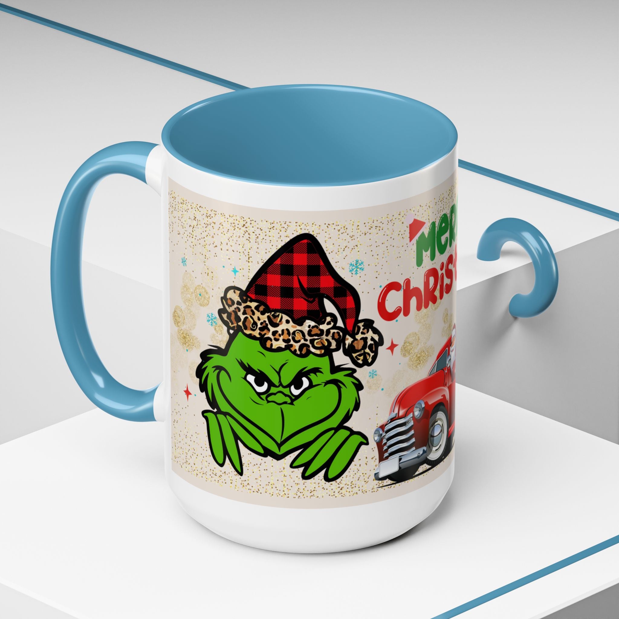 Merry Christmas Grinch Coffee Mug — Festive Santa Truck Holiday Mug