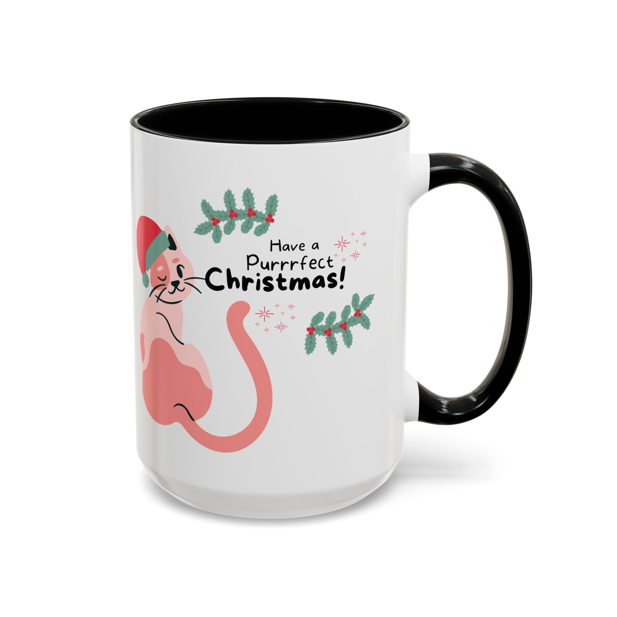 Christmas Cat Coffee Mug — "Have a Purrrfect Christmas!" Accent Ceramic Mug