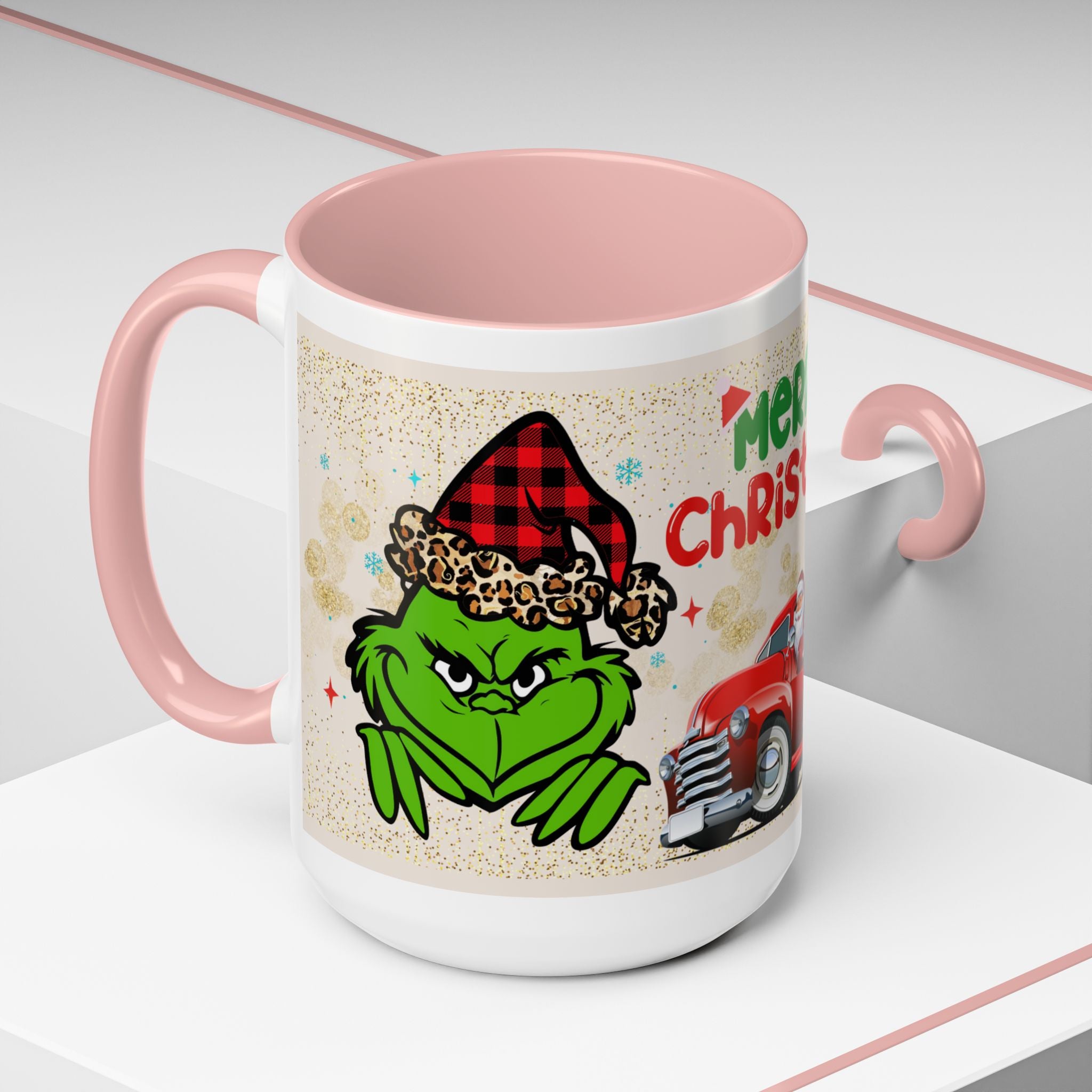 Merry Christmas Grinch Coffee Mug — Festive Santa Truck Holiday Mug
