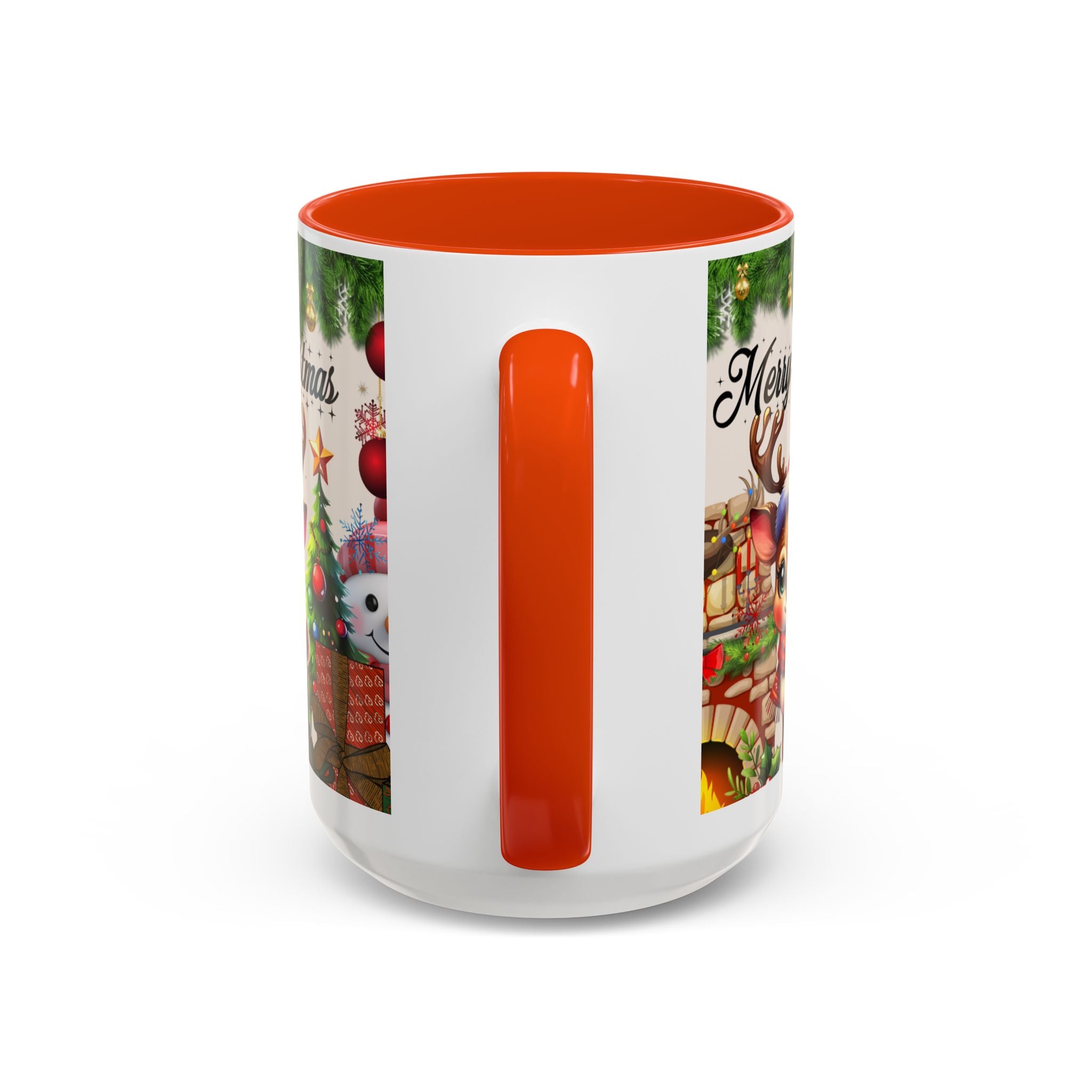Christmas Reindeer & Snowman Mug  — Merry Christmas Holiday Coffee Cup