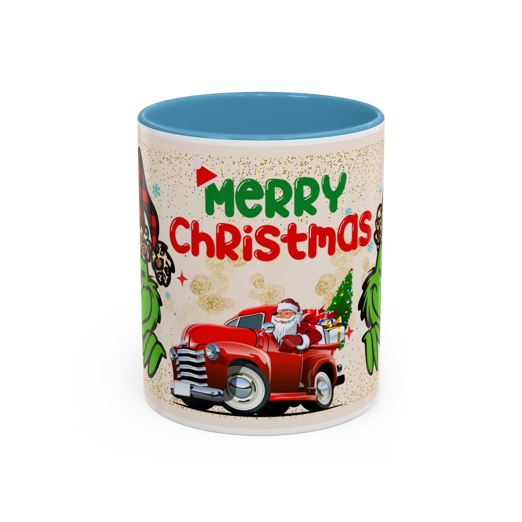 Merry Christmas Grinch Coffee Mug — Festive Santa Truck Holiday Mug