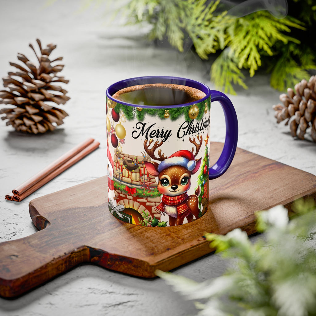 Christmas Reindeer & Snowman Mug  — Merry Christmas Holiday Coffee Cup