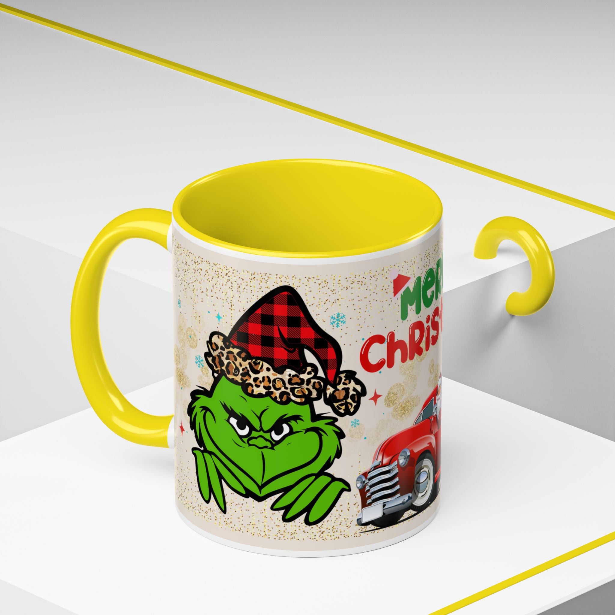 Merry Christmas Grinch Coffee Mug — Festive Santa Truck Holiday Mug