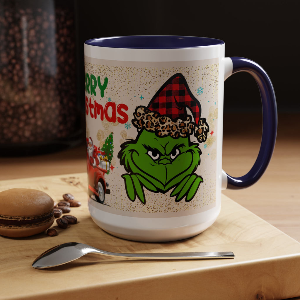 Merry Christmas Grinch Coffee Mug — Festive Santa Truck Holiday Mug