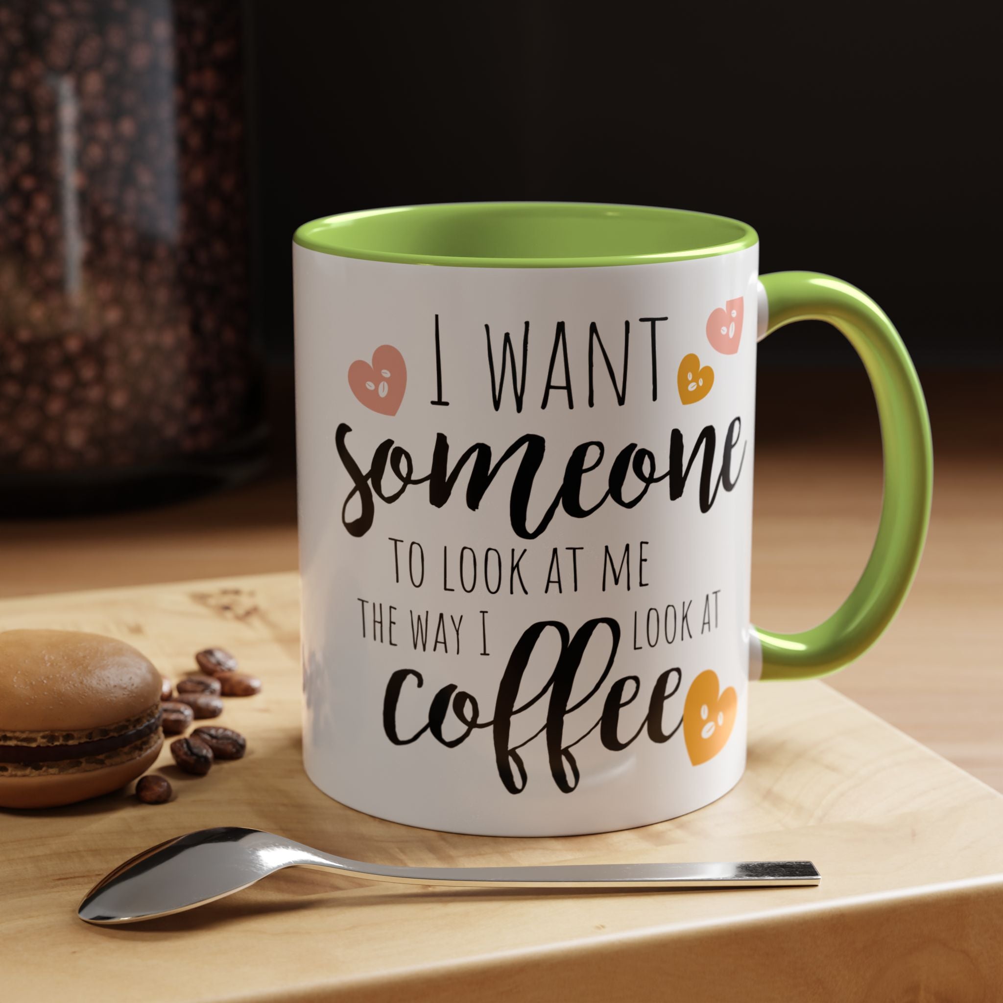 Funny Coffee Lover Gift | "Look at Me the Way I Look at Coffee" Accent Mug