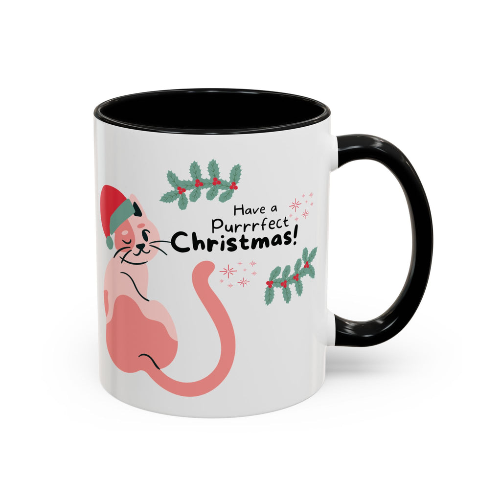 Christmas Cat Coffee Mug — "Have a Purrrfect Christmas!" Accent Ceramic Mug