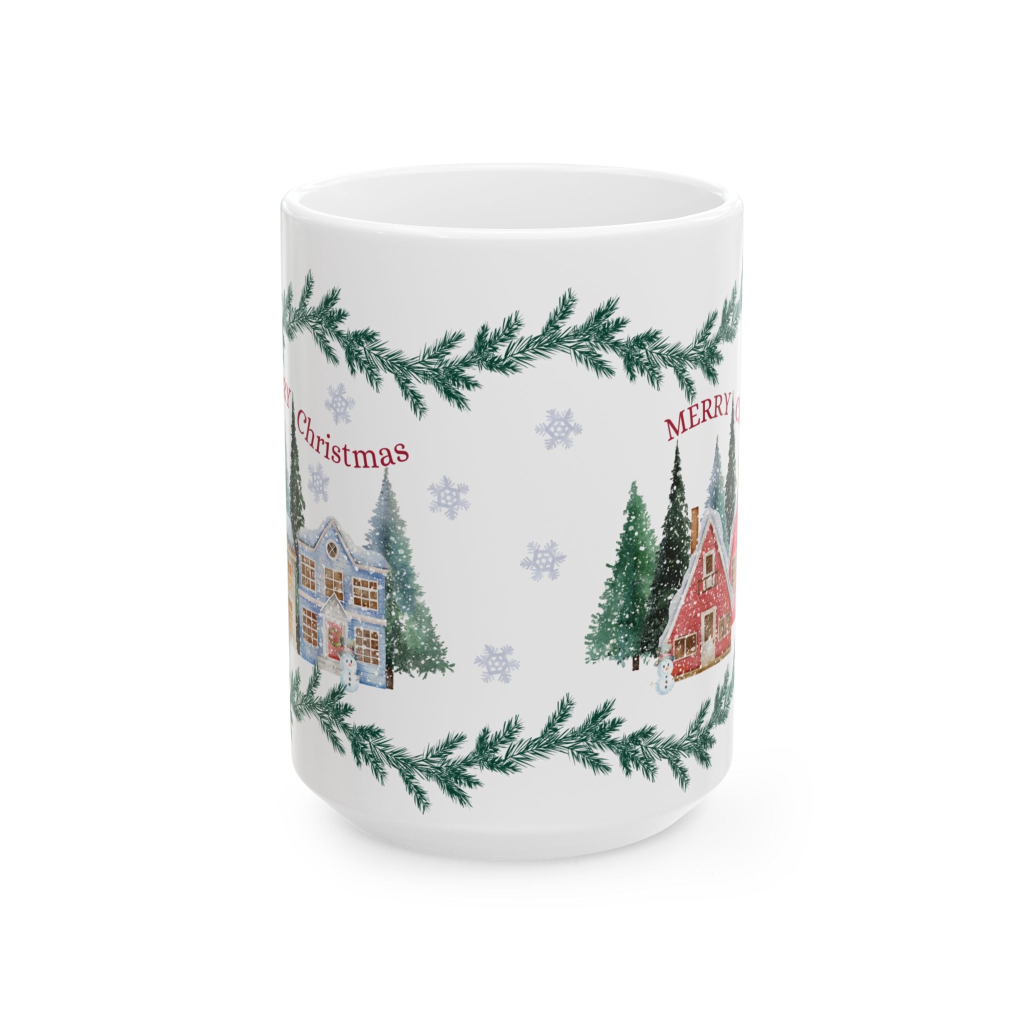 Christmas Village Ceramic Mug – 'Merry Christmas' Holiday Coffee Cup (11oz & 15oz) Ceremic Mug