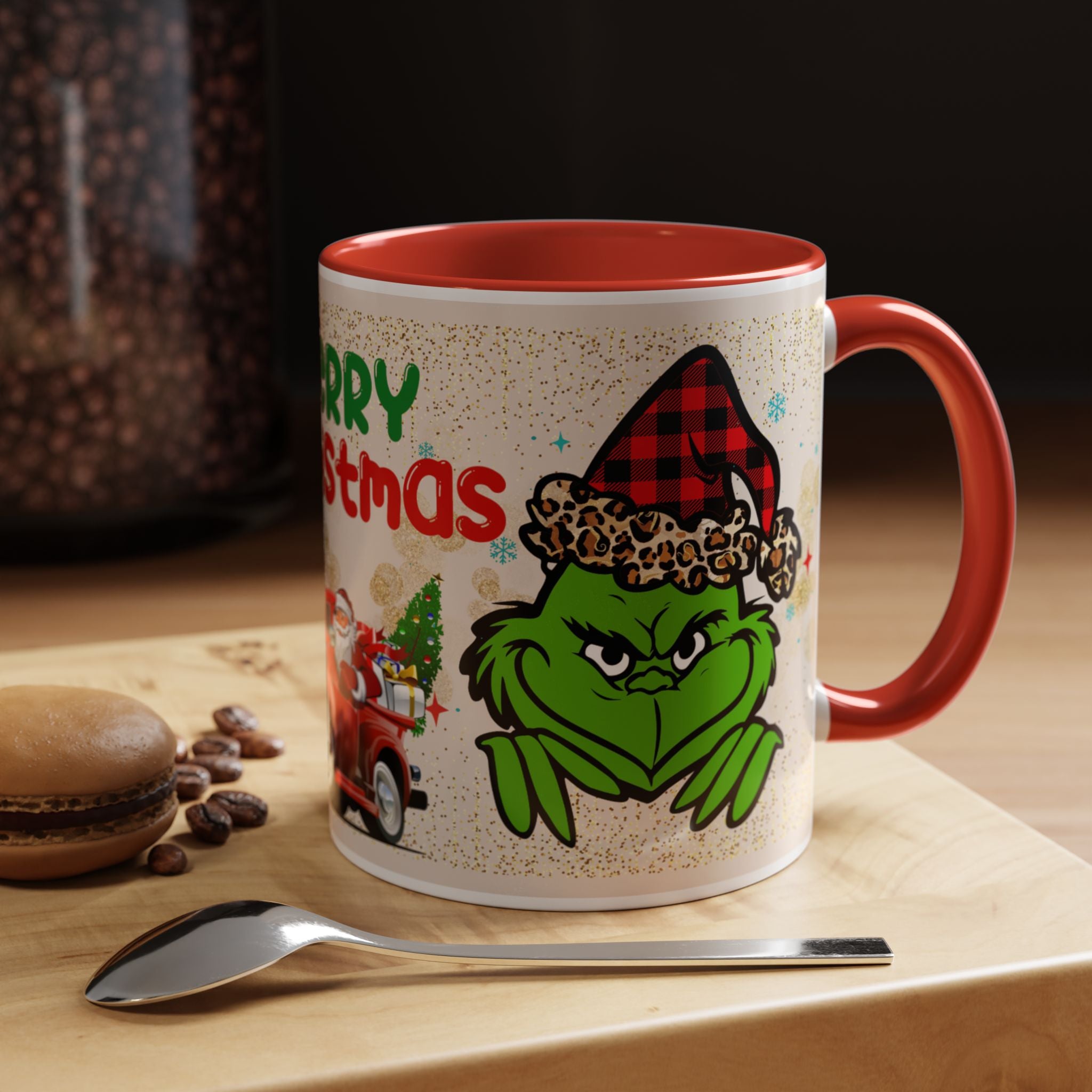 Merry Christmas Grinch Coffee Mug — Festive Santa Truck Holiday Mug