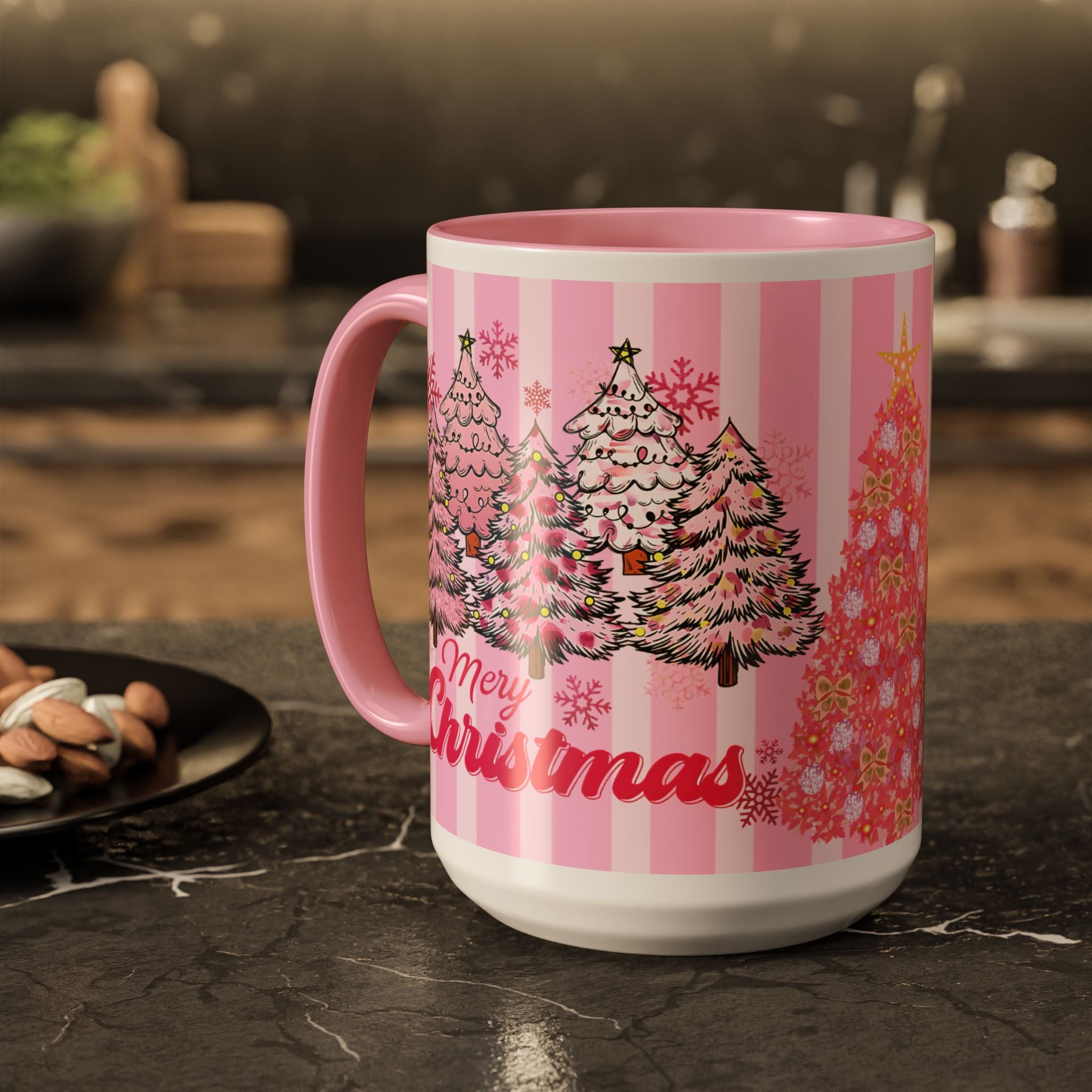 Pink Christmas Mug — 'Merry Christmas' Holiday Coffee Cup