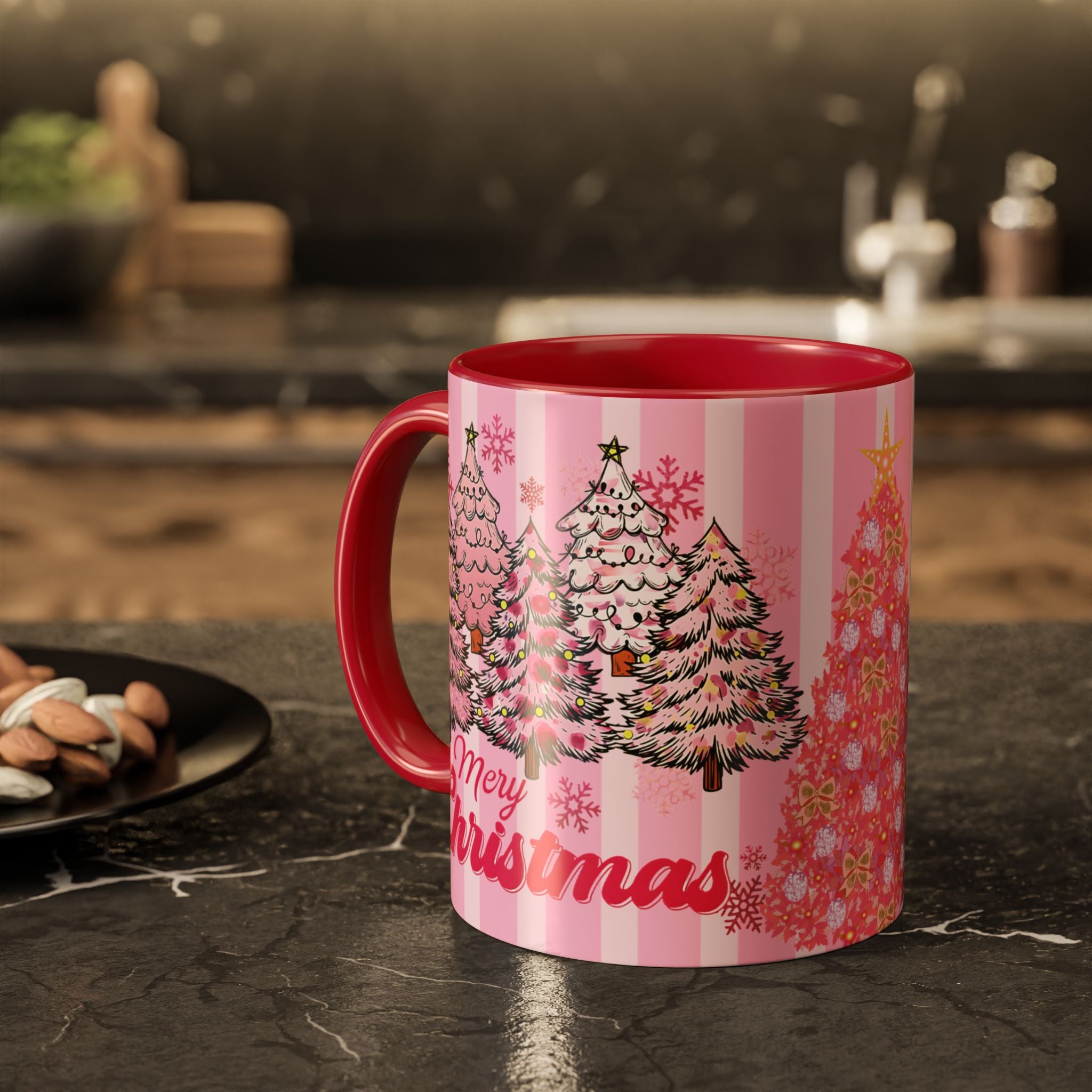 Pink Christmas Mug — 'Merry Christmas' Holiday Coffee Cup