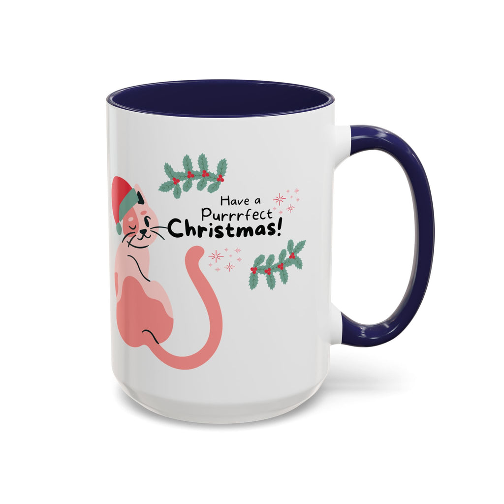 Christmas Cat Coffee Mug — "Have a Purrrfect Christmas!" Accent Ceramic Mug