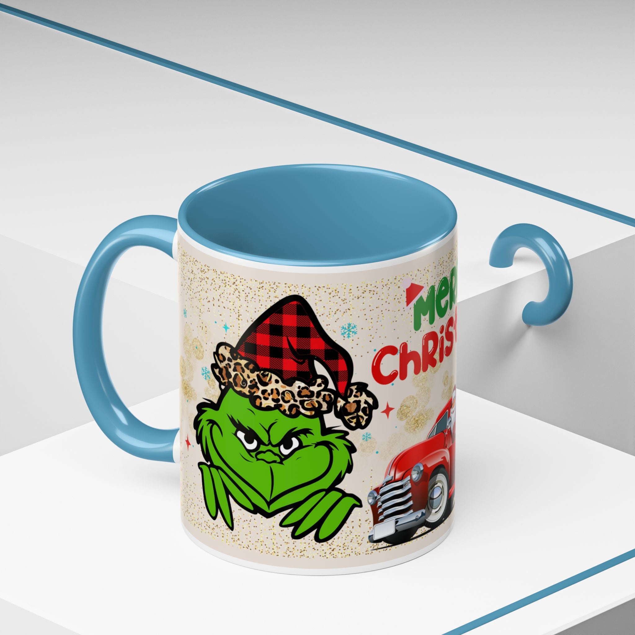 Merry Christmas Grinch Coffee Mug — Festive Santa Truck Holiday Mug