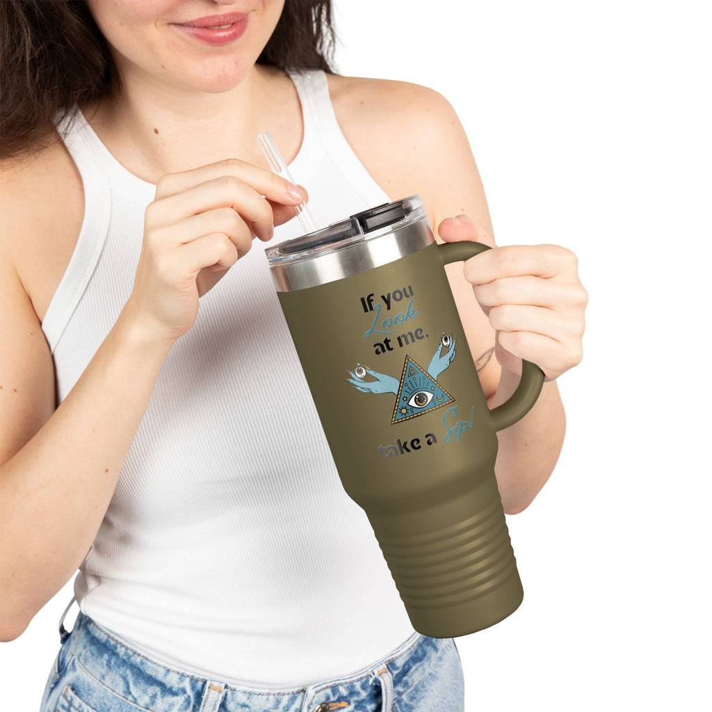 Mystical Eye Design Insulated Travel Mug – “If You Look at Me, Take a Sip” Mystical Eye Design