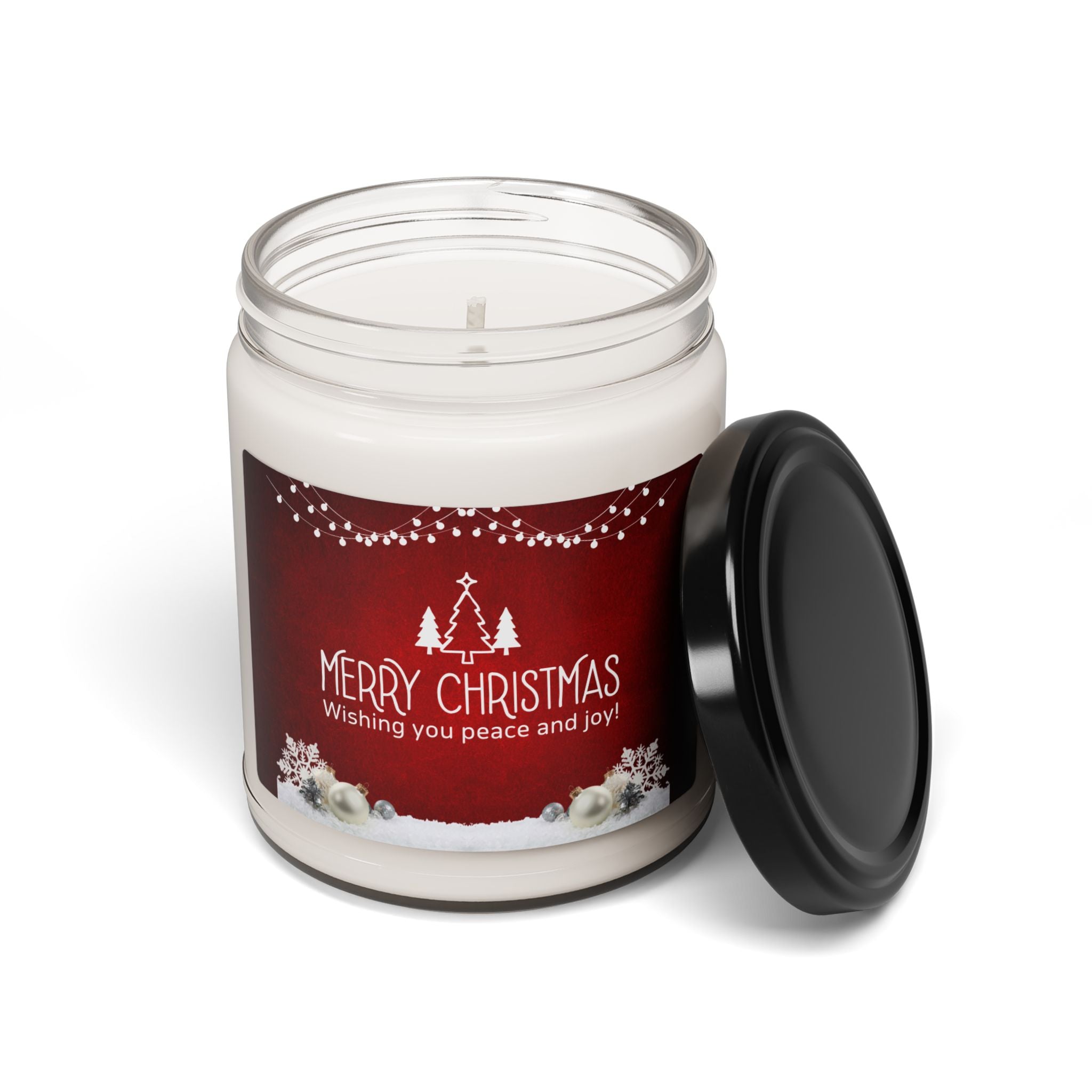 Christmas Soy Candle — 'Merry Christmas, Wishing You Peace and Joy' 9oz Scented Jar