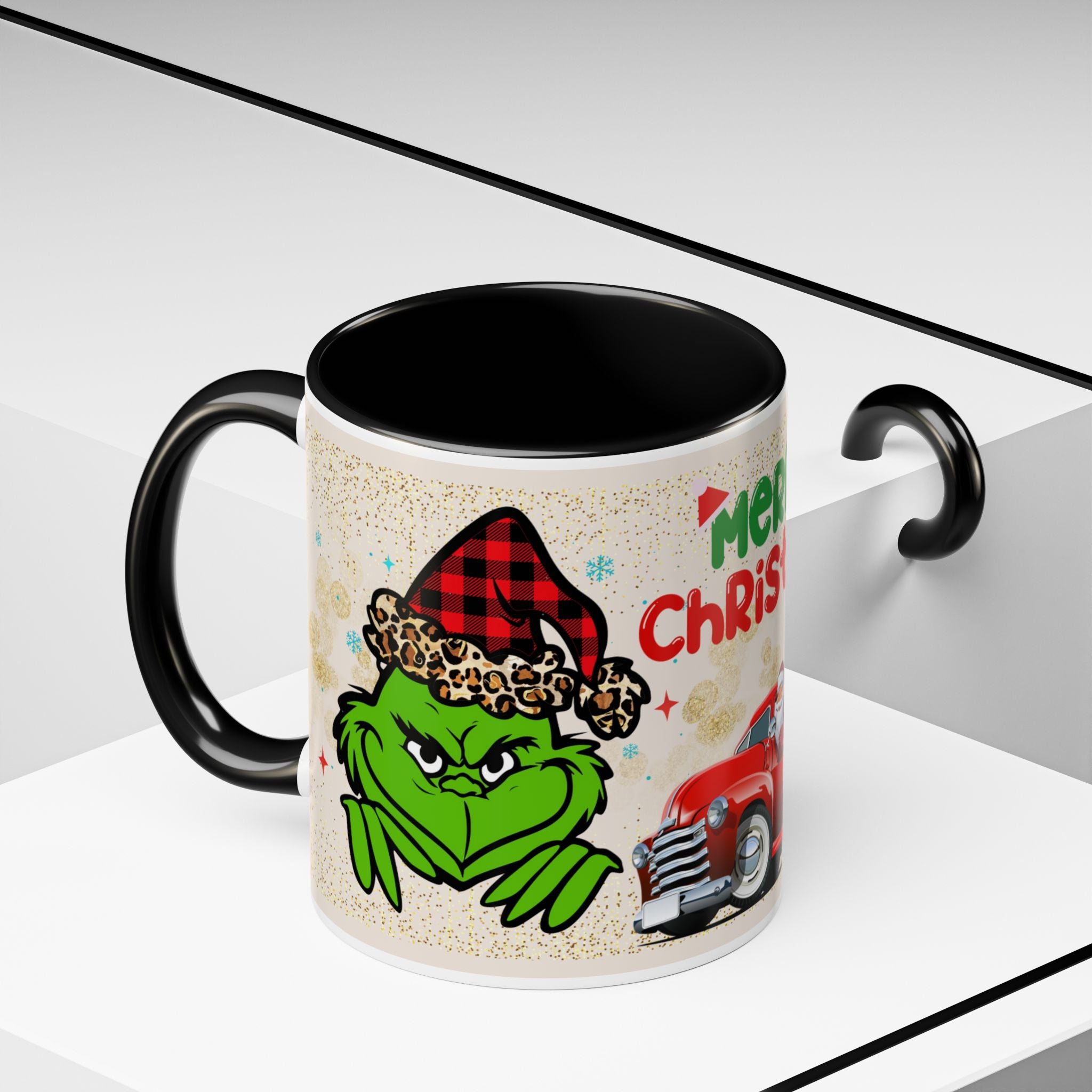 Merry Christmas Grinch Coffee Mug — Festive Santa Truck Holiday Mug