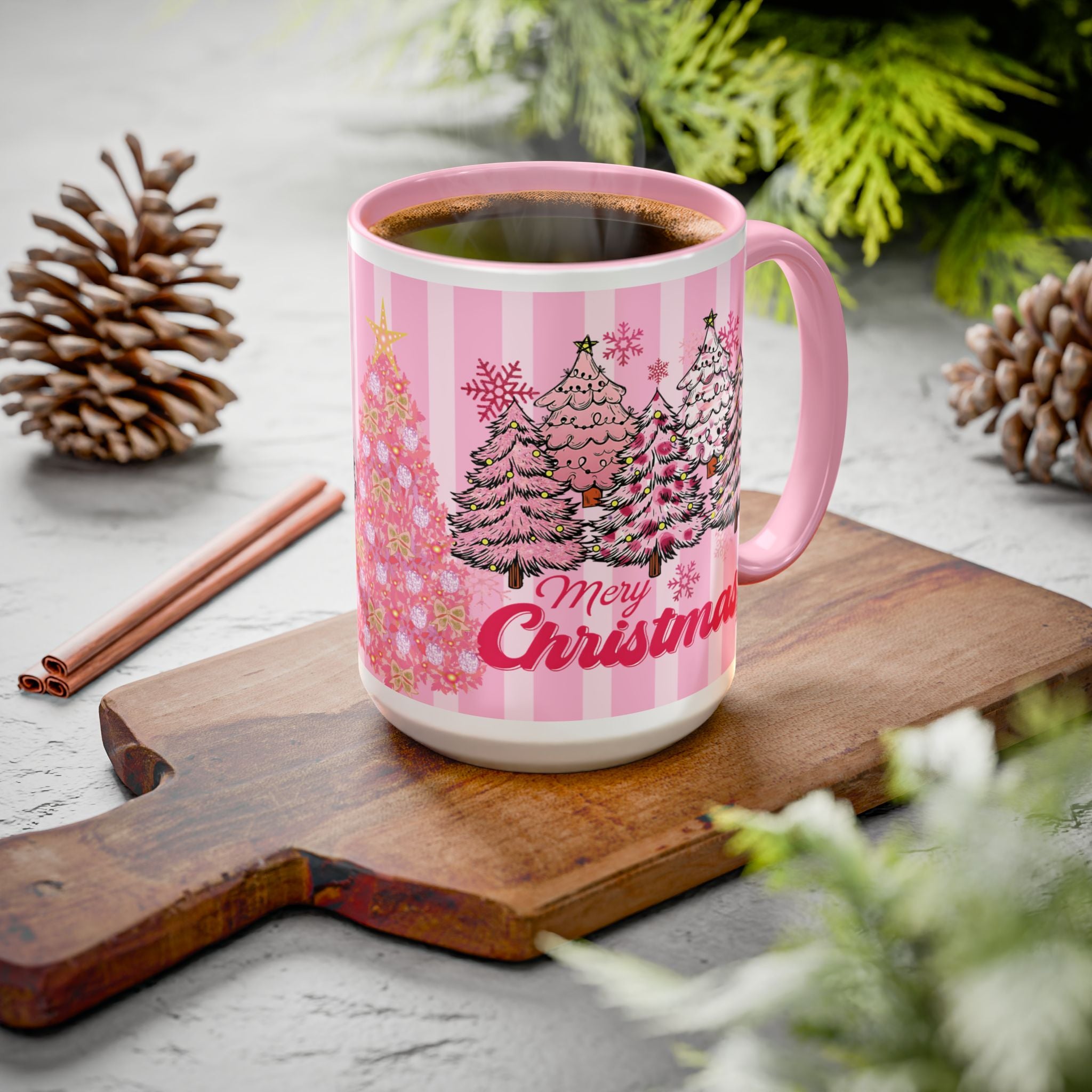 Pink Christmas Mug — 'Merry Christmas' Holiday Coffee Cup