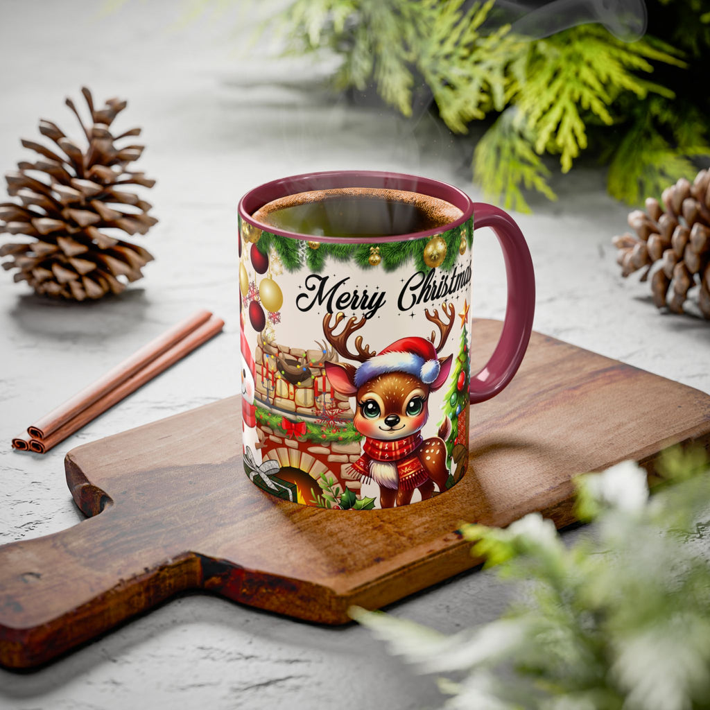 Christmas Reindeer & Snowman Mug  — Merry Christmas Holiday Coffee Cup