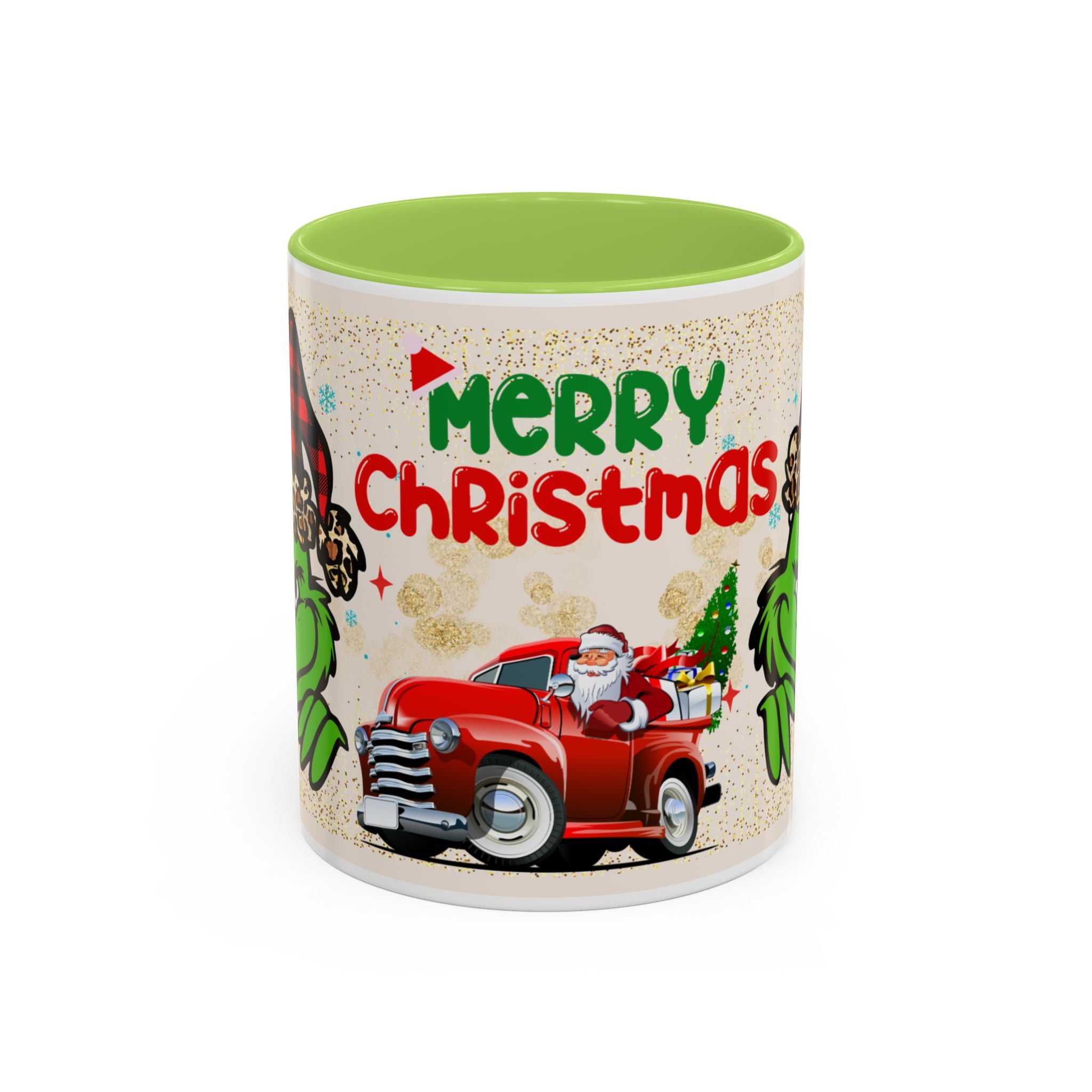 Merry Christmas Grinch Coffee Mug — Festive Santa Truck Holiday Mug
