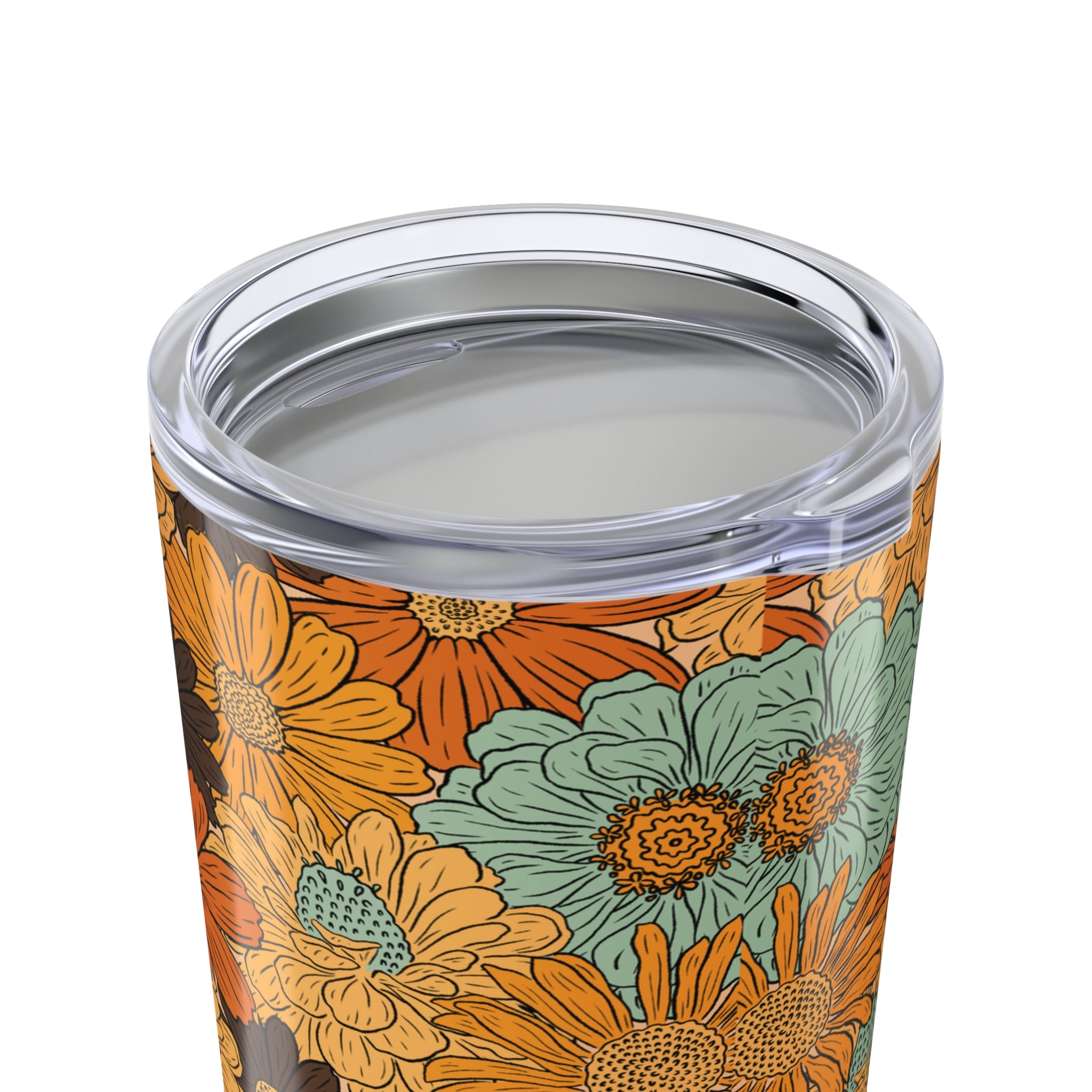 20oz Floral Doodle Tumbler — Black & White Minimalist Travel Cup