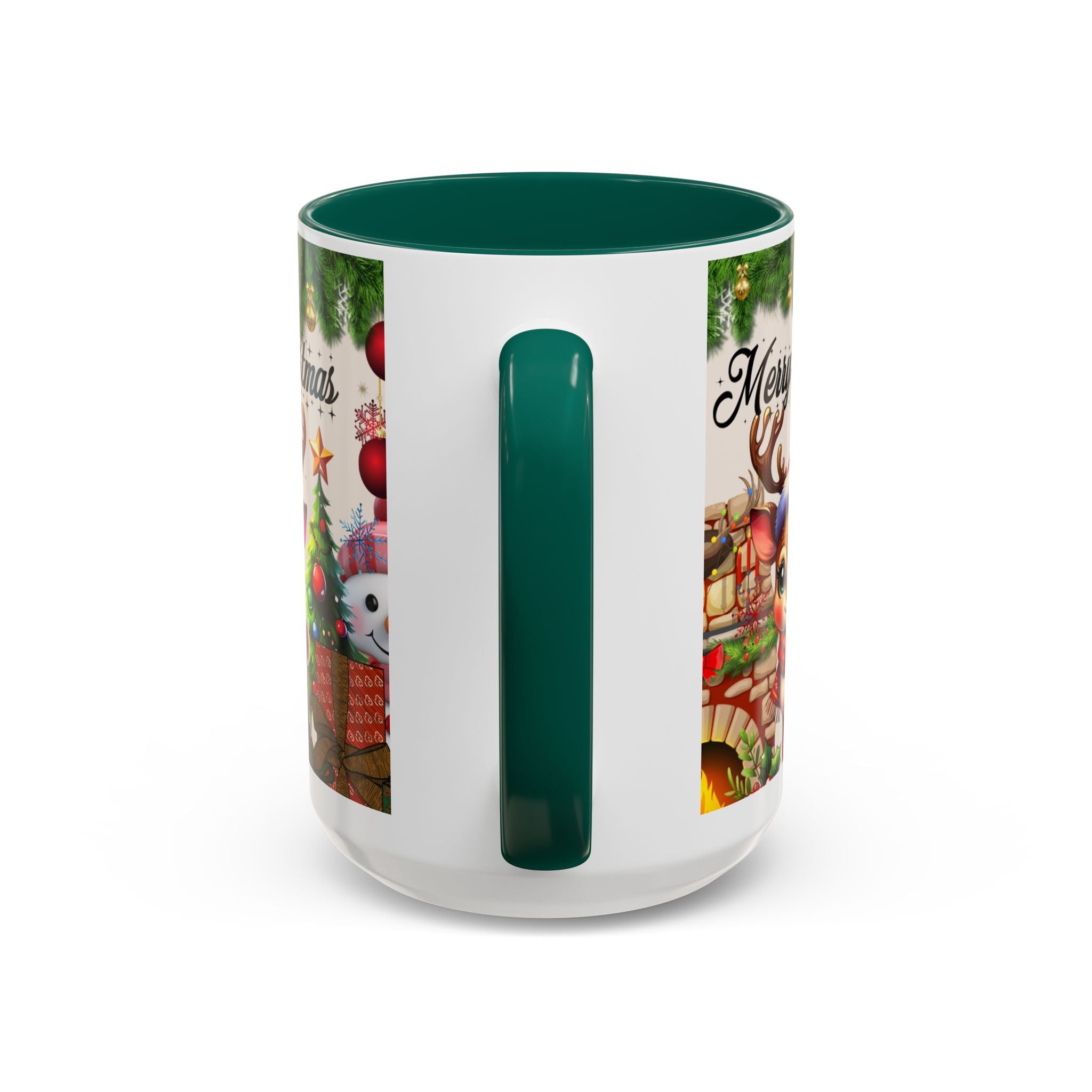 Christmas Reindeer & Snowman Mug  — Merry Christmas Holiday Coffee Cup