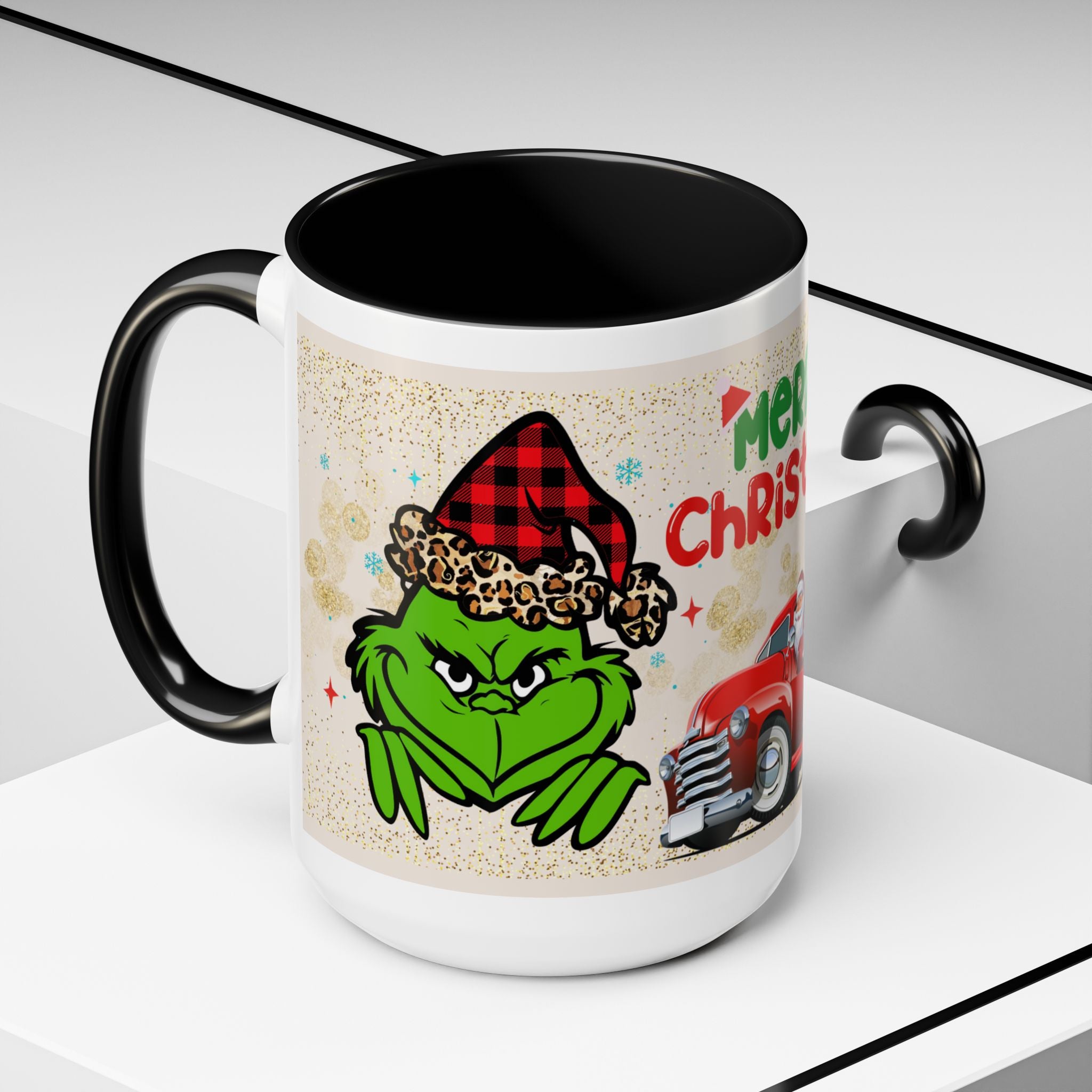 Merry Christmas Grinch Coffee Mug — Festive Santa Truck Holiday Mug
