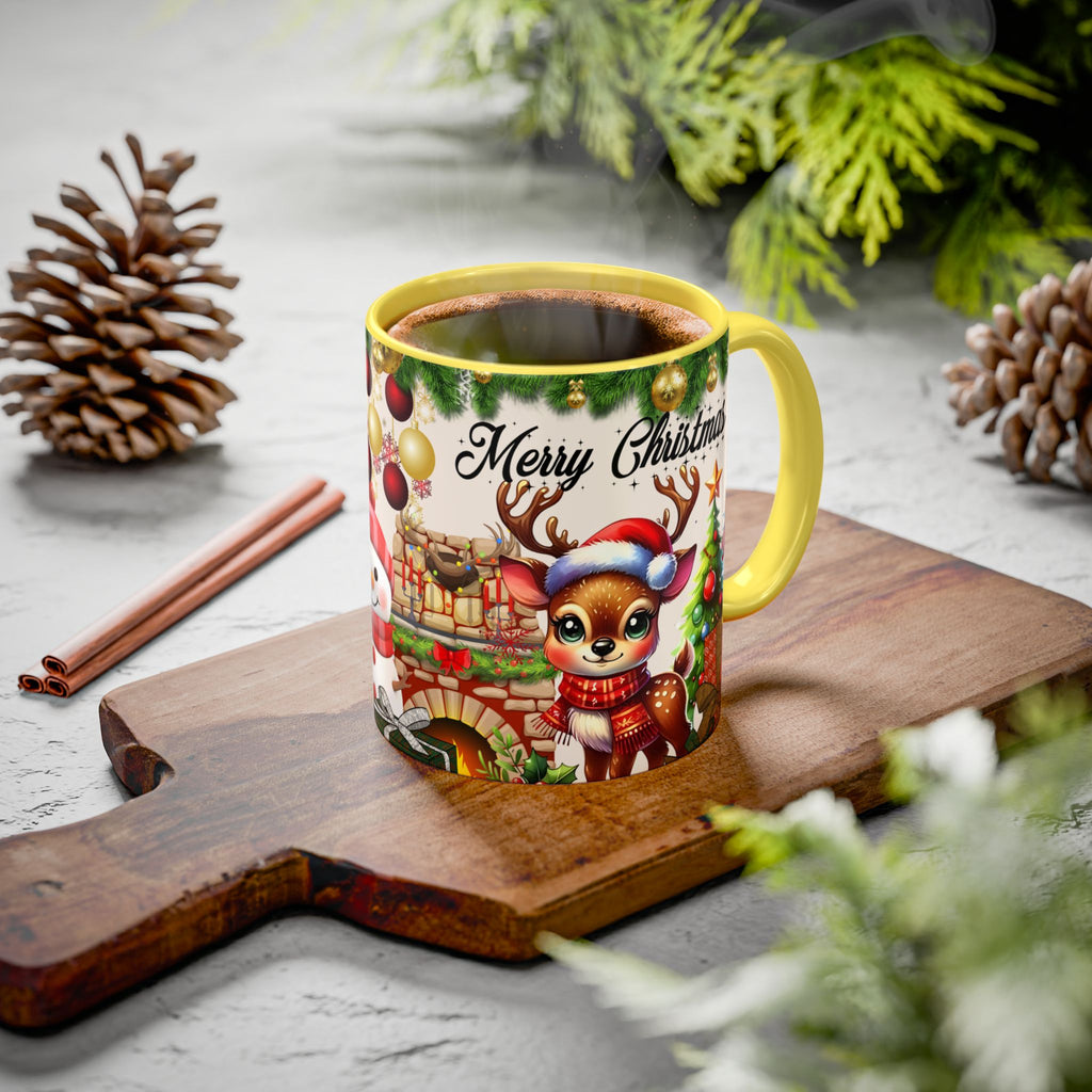 Christmas Reindeer & Snowman Mug  — Merry Christmas Holiday Coffee Cup