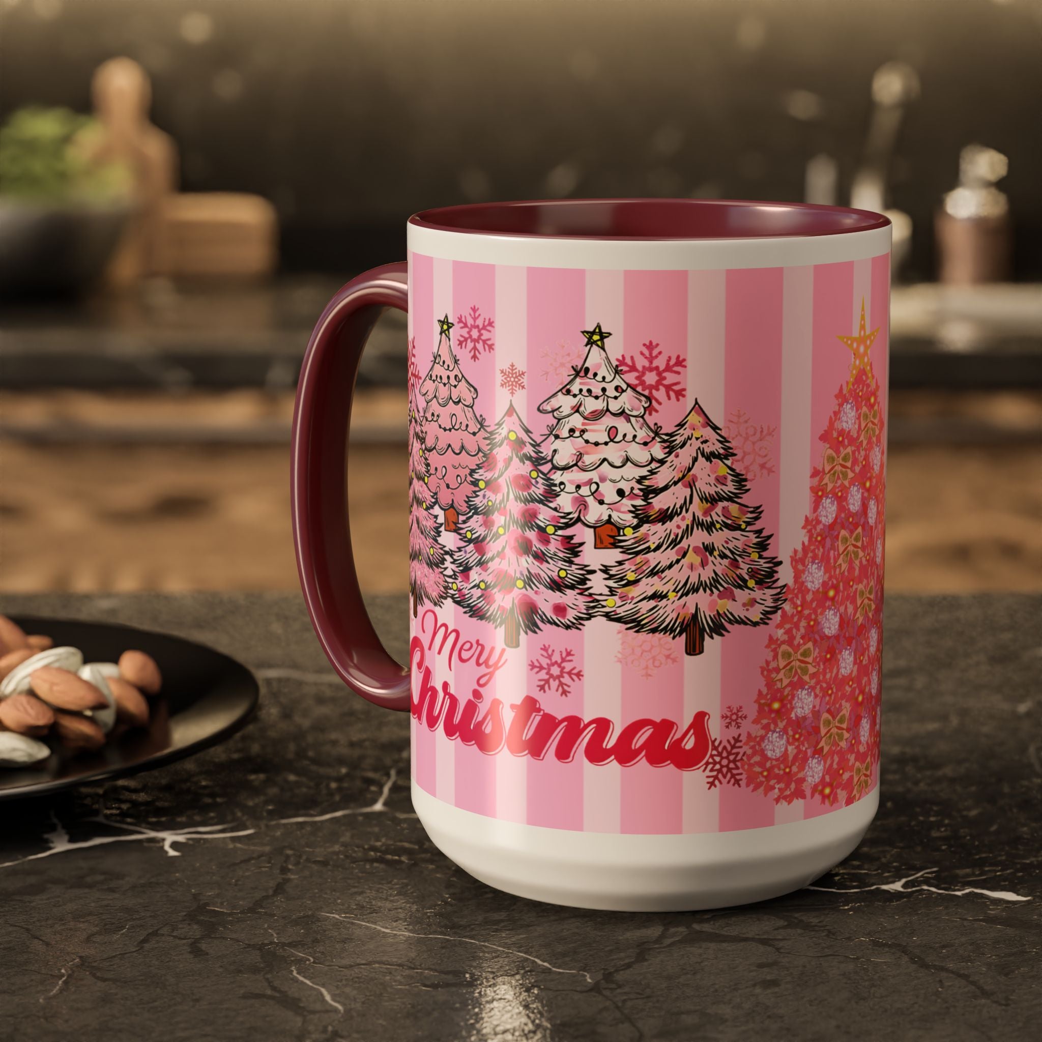 Pink Christmas Mug — 'Merry Christmas' Holiday Coffee Cup