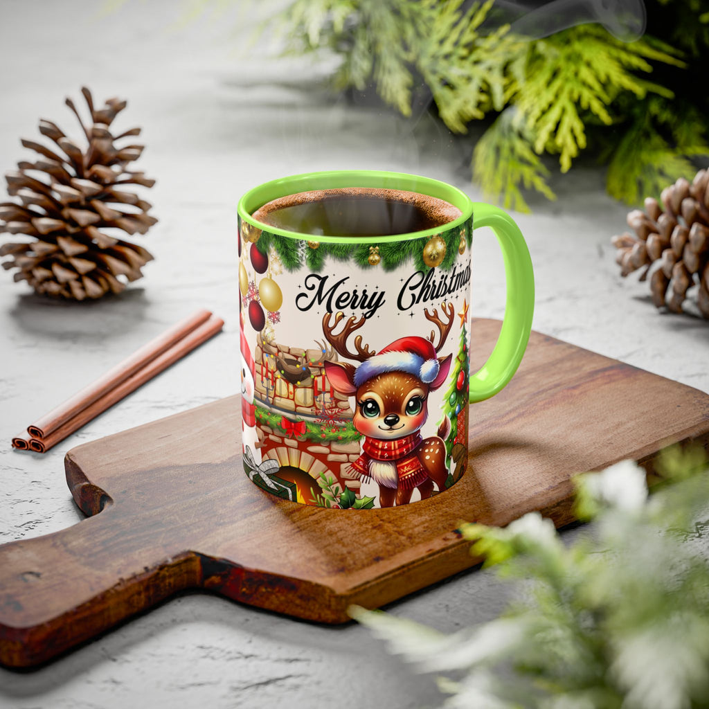Christmas Reindeer & Snowman Mug  — Merry Christmas Holiday Coffee Cup