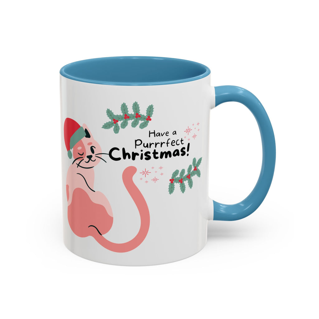 Christmas Cat Coffee Mug — "Have a Purrrfect Christmas!" Accent Ceramic Mug